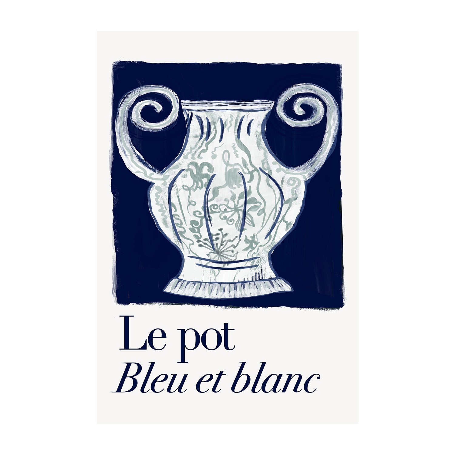 wall-art-print-canvas-poster-framed-A Le pot Bleu et Blanc , By Cartissi , By cartissi-1