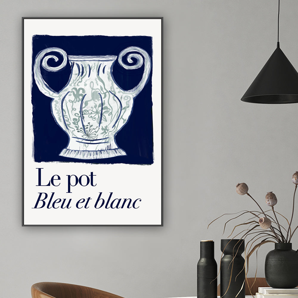 wall-art-print-canvas-poster-framed-A Le pot Bleu et Blanc , By Cartissi , By cartissi-2