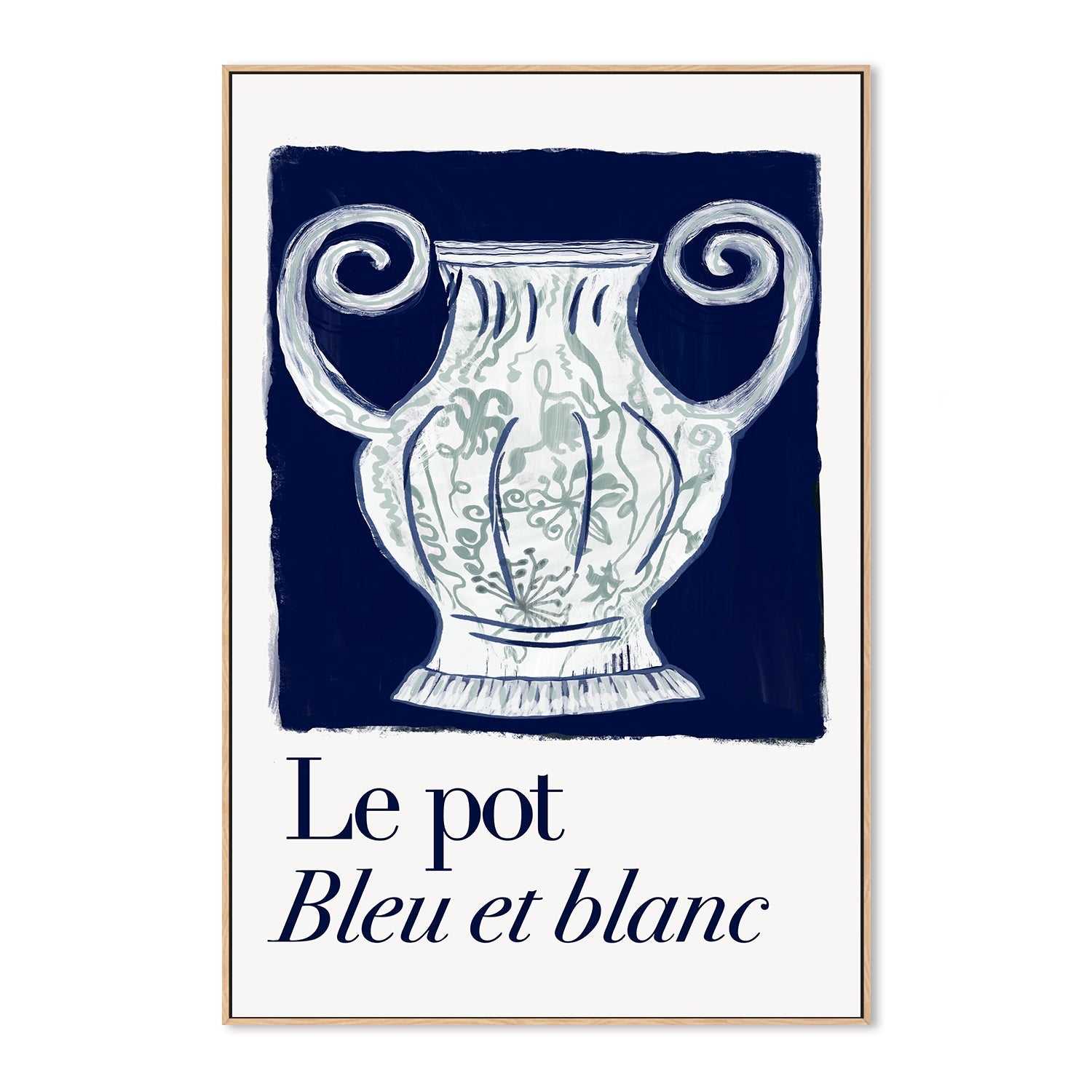 wall-art-print-canvas-poster-framed-A Le pot Bleu et Blanc , By Cartissi , By cartissi-4