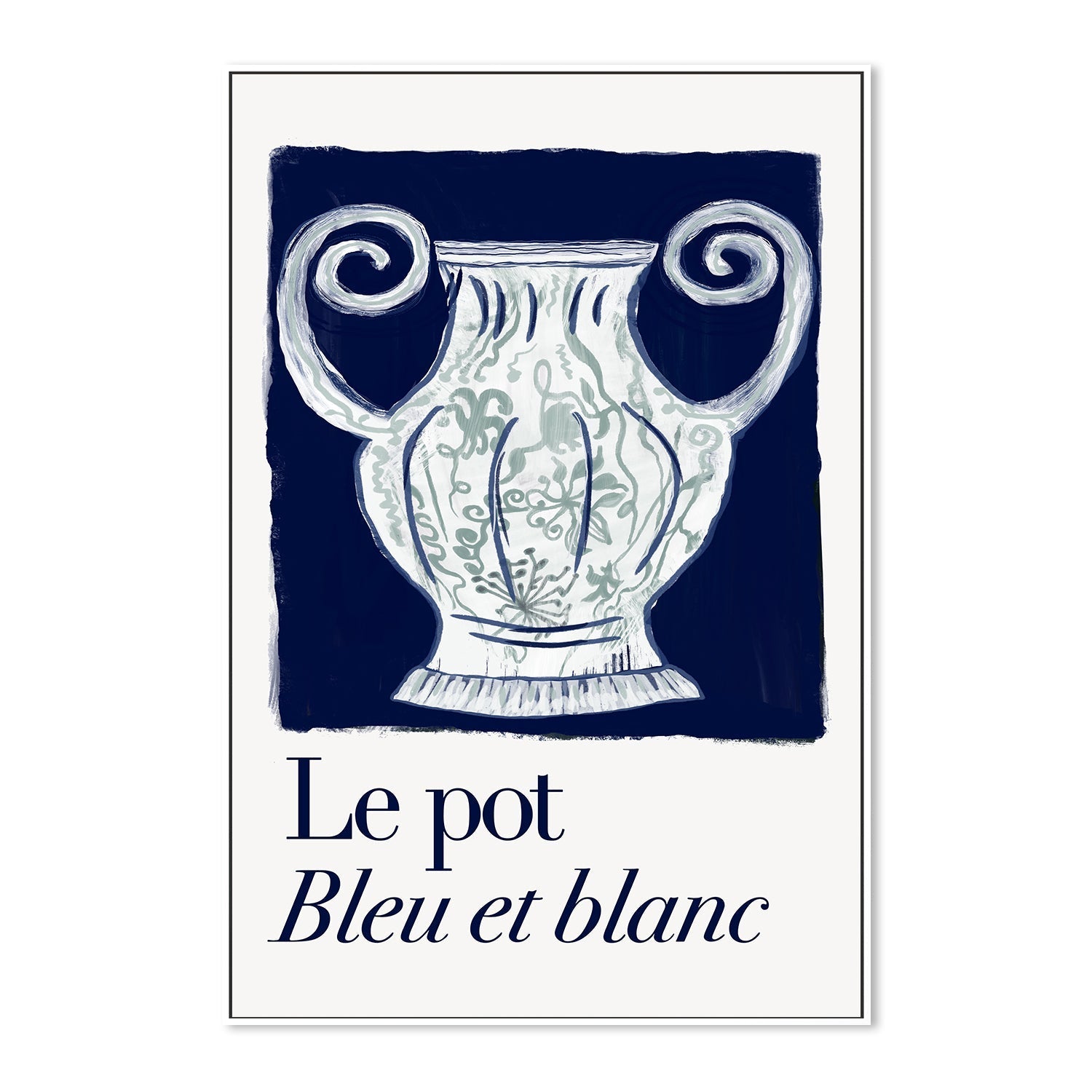 wall-art-print-canvas-poster-framed-A Le pot Bleu et Blanc , By Cartissi , By cartissi-5