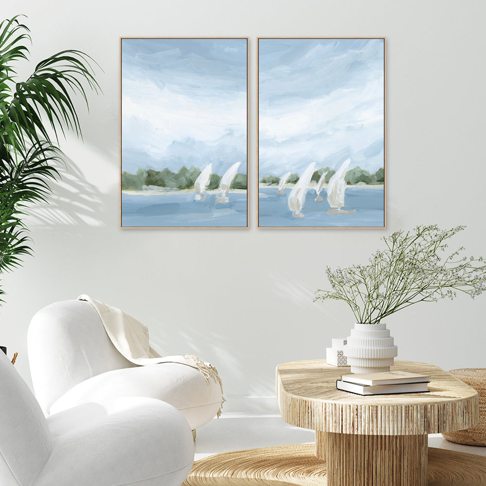 wall-art-print-canvas-poster-framed-A Peaceful Sail , Style A & B , Set Of 2 , By Jetty Home-2