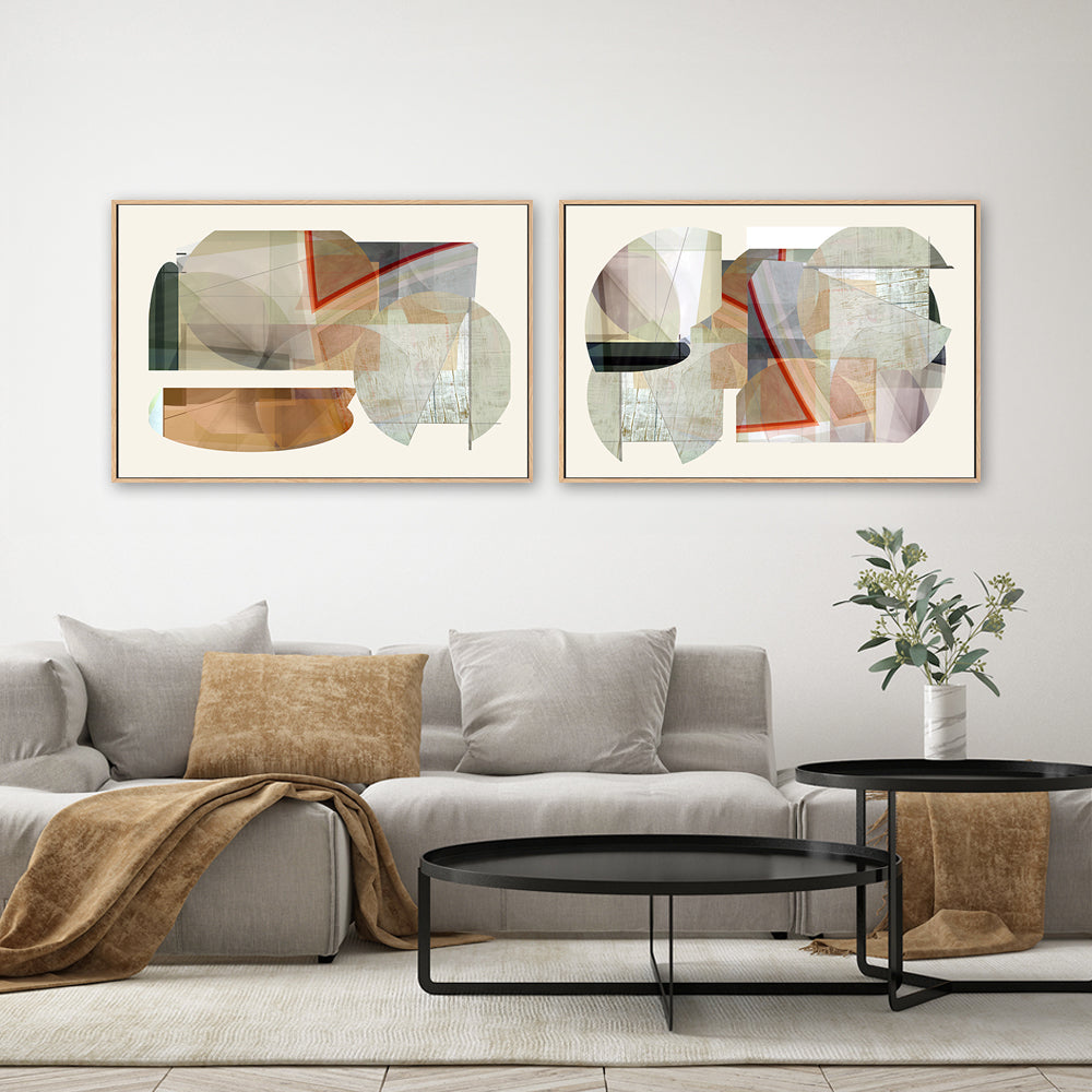 wall-art-print-canvas-poster-framed-A Texture Shapes , Style A & B, Set Of 2 , By Cartissi , By cartissi-1