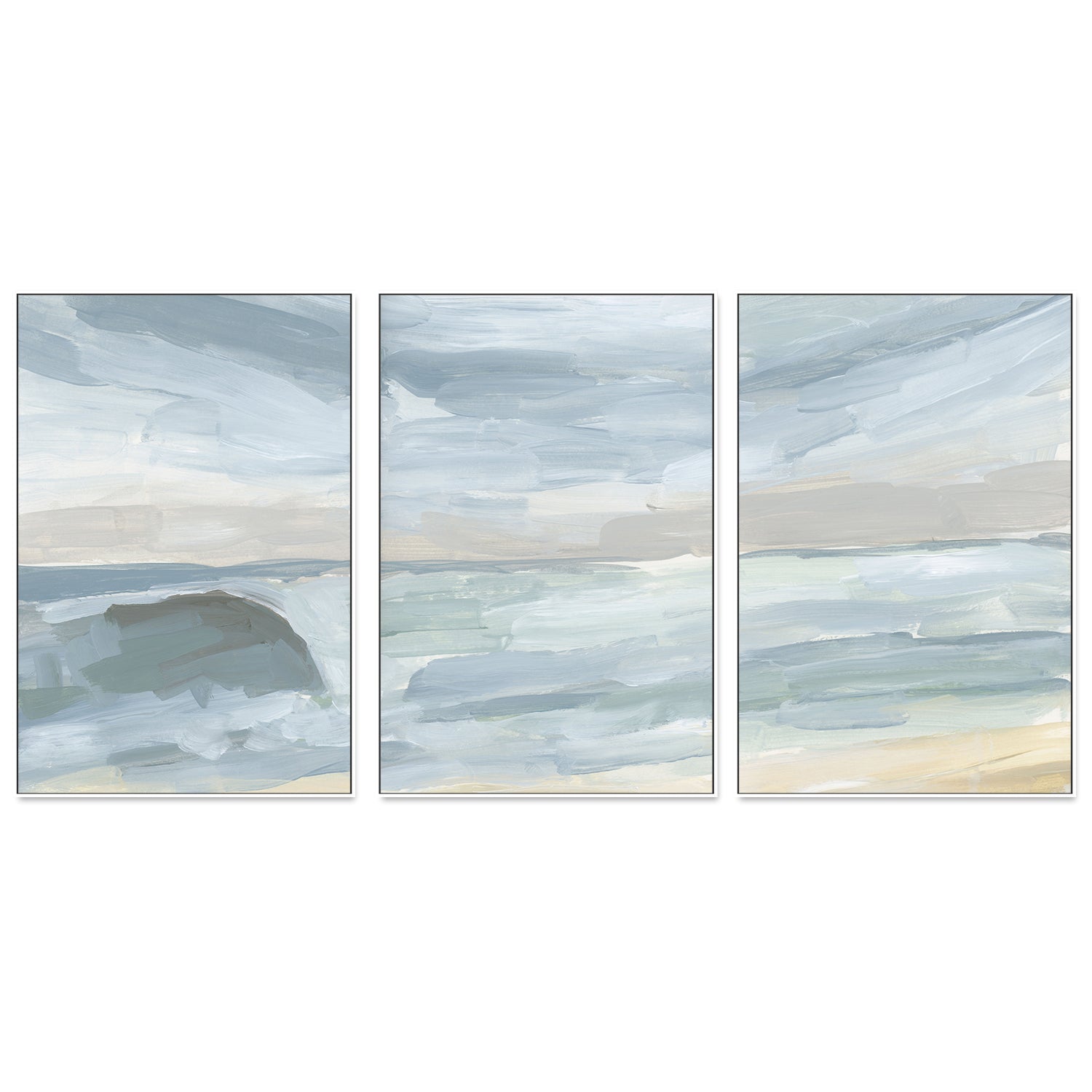 wall-art-print-canvas-poster-framed-A Washed Out Summer, Style F, G & H, Set of 3-by-Emily Wood-Gioia Wall Art