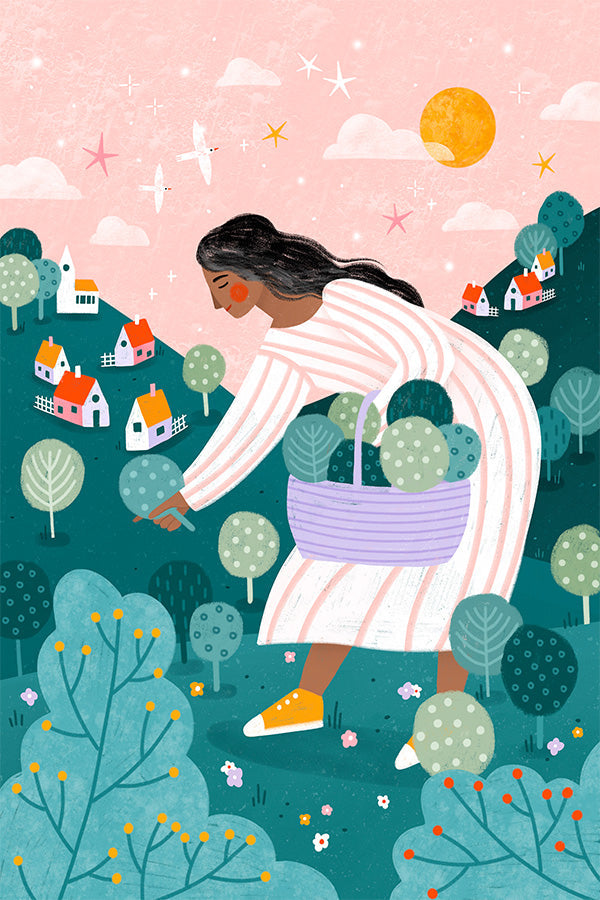 wall-art-print-canvas-poster-framed-A Woman Tree Picking-1
