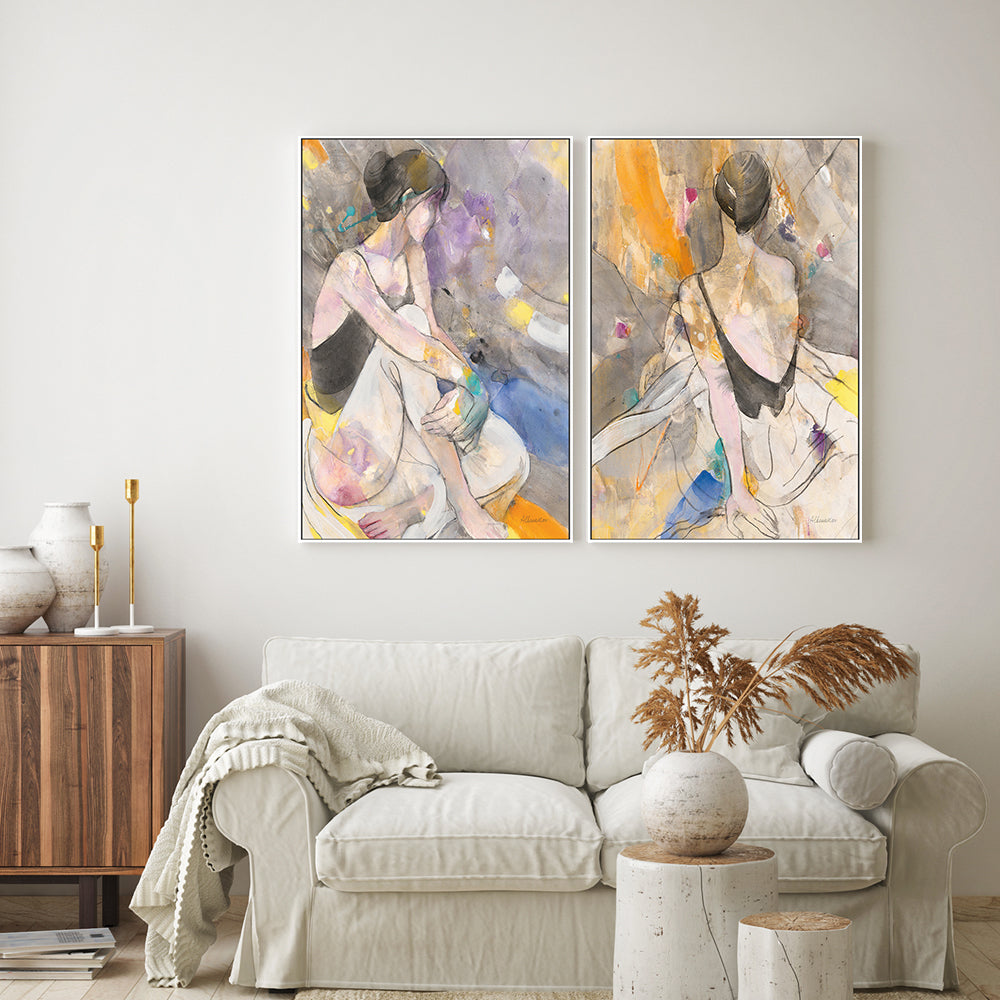 wall-art-print-canvas-poster-framed-Abstract Ballerina, Style A & B, Set Of 2 , By Albena Hristova-GIOIA-WALL-ART