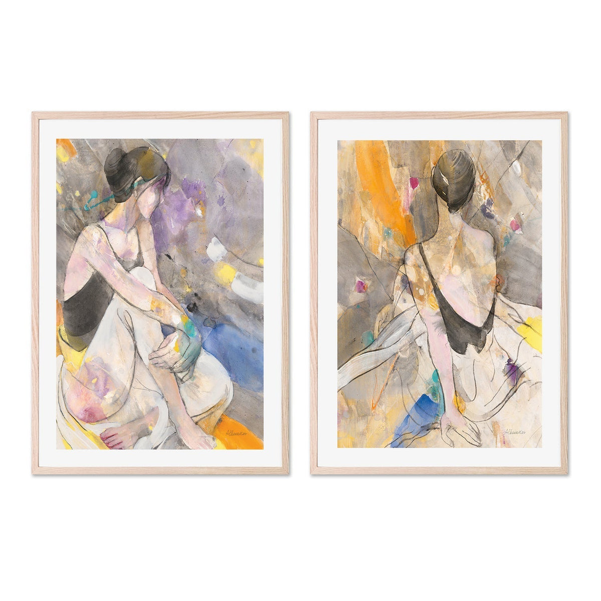 wall-art-print-canvas-poster-framed-Abstract Ballerina, Style A & B, Set Of 2 , By Albena Hristova-GIOIA-WALL-ART