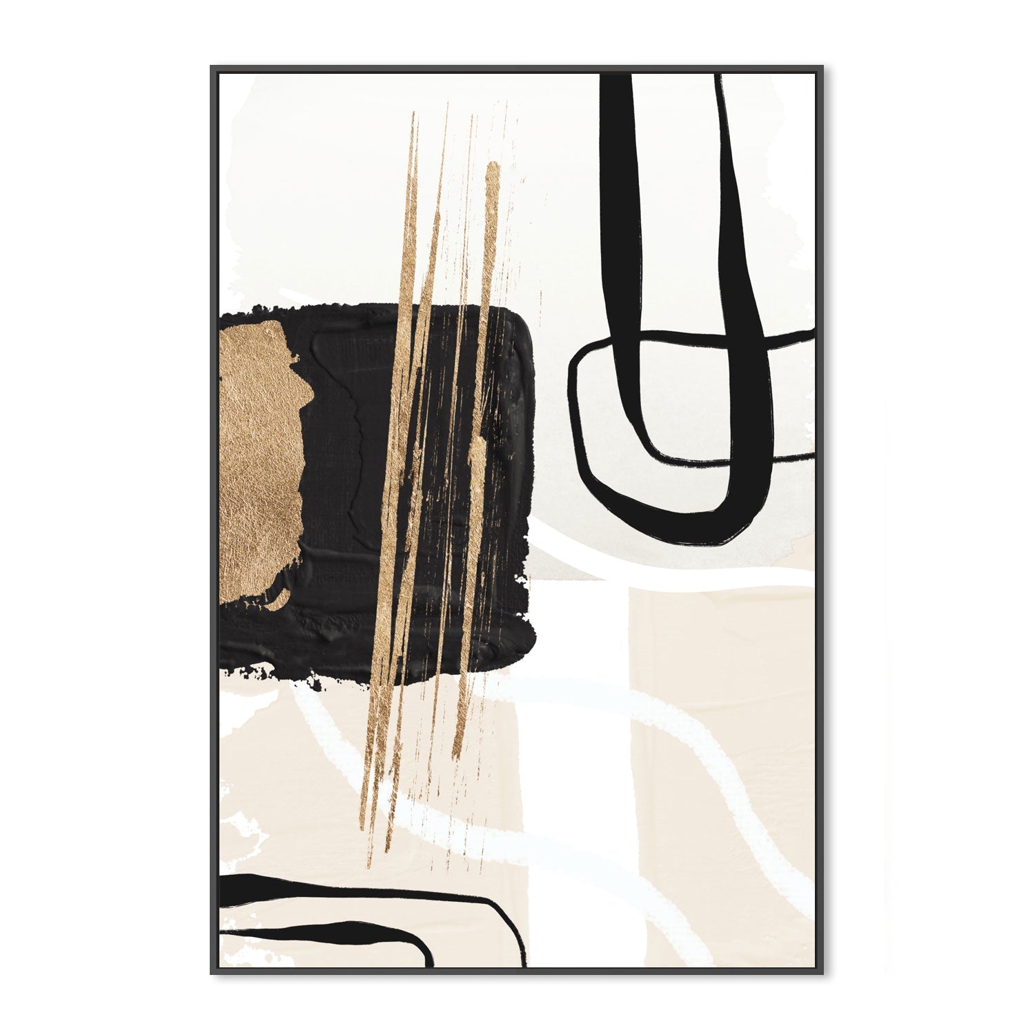 wall-art-print-canvas-poster-framed-Abstract Black And Gold, Style A , By Sally Ann Moss-GIOIA-WALL-ART