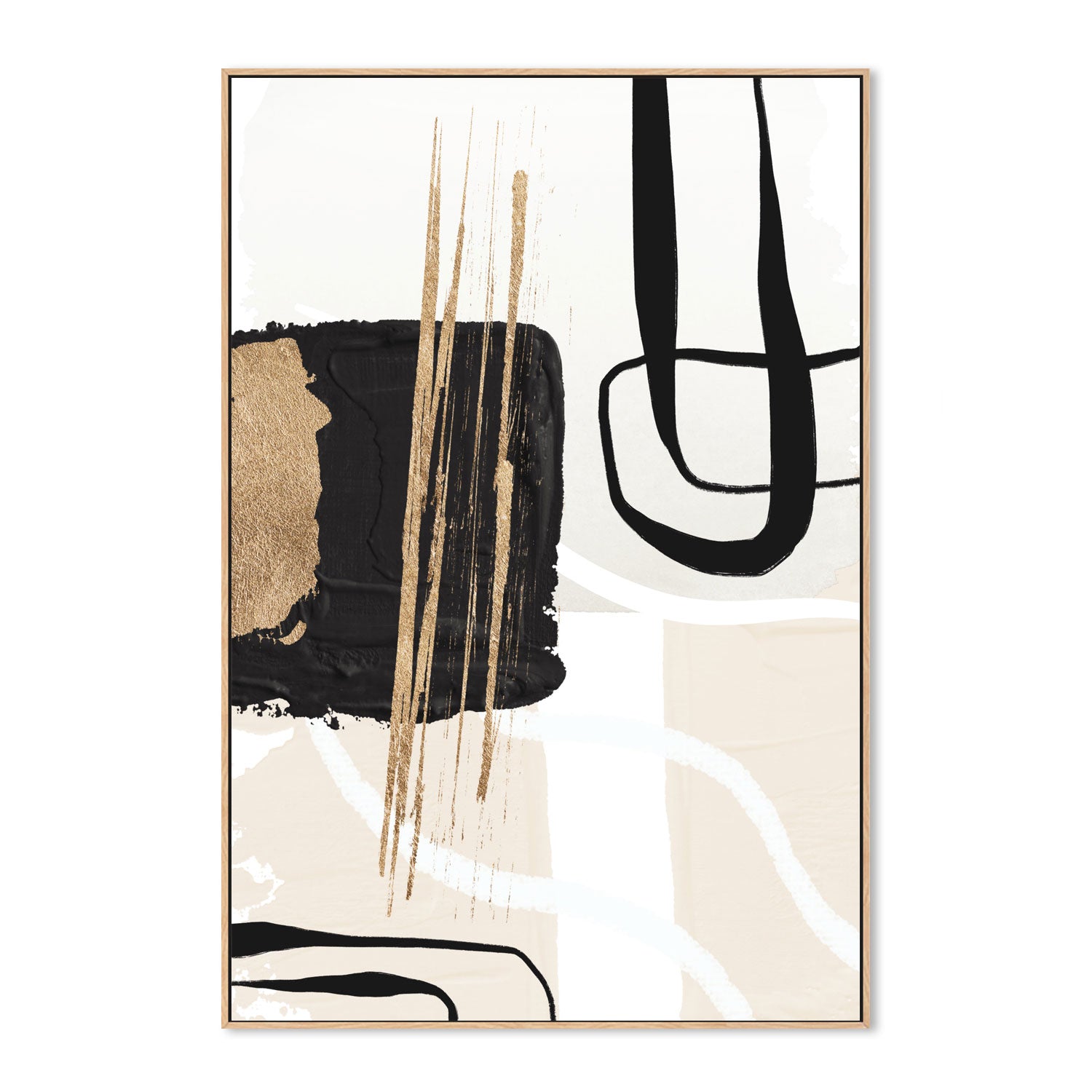 wall-art-print-canvas-poster-framed-Abstract Black And Gold, Style A , By Sally Ann Moss-GIOIA-WALL-ART