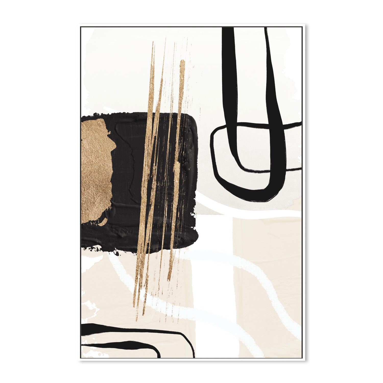 wall-art-print-canvas-poster-framed-Abstract Black And Gold, Style A , By Sally Ann Moss-GIOIA-WALL-ART