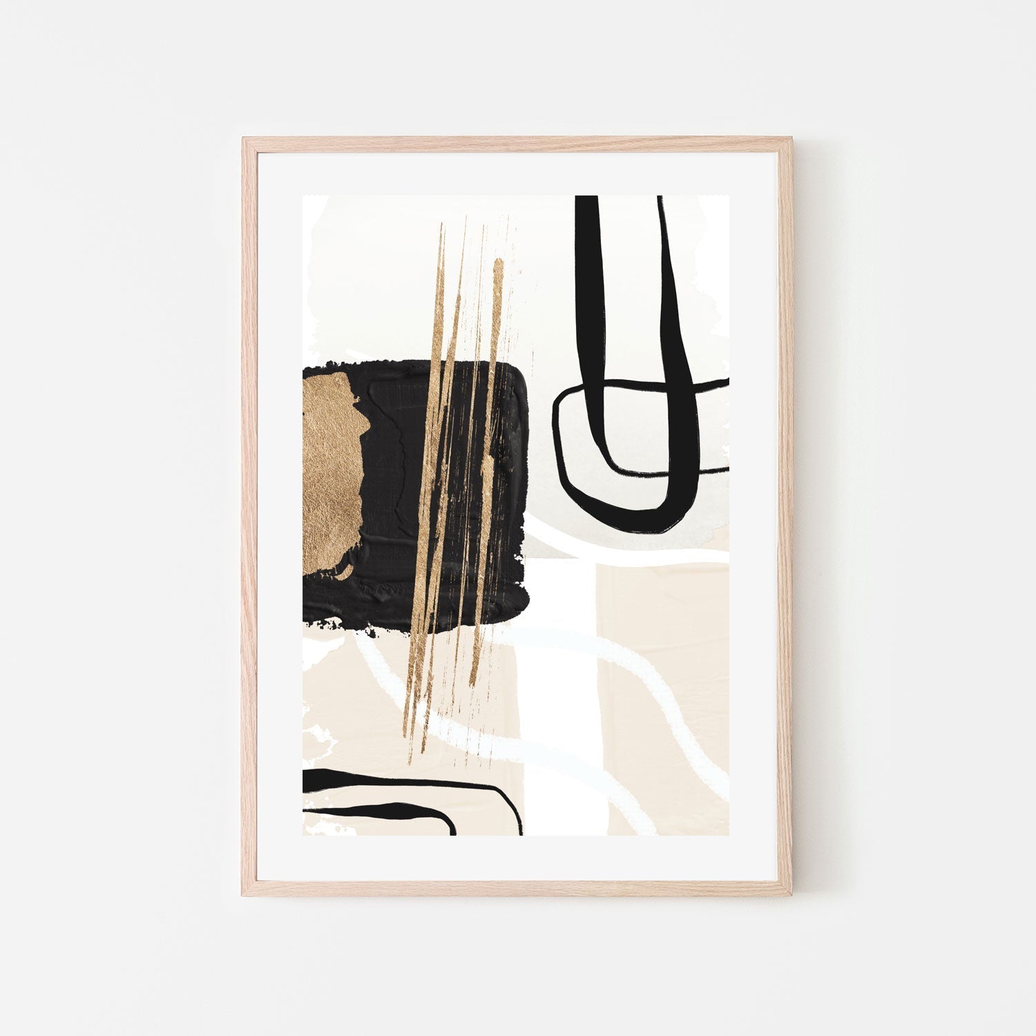 wall-art-print-canvas-poster-framed-Abstract Black And Gold, Style A , By Sally Ann Moss-GIOIA-WALL-ART