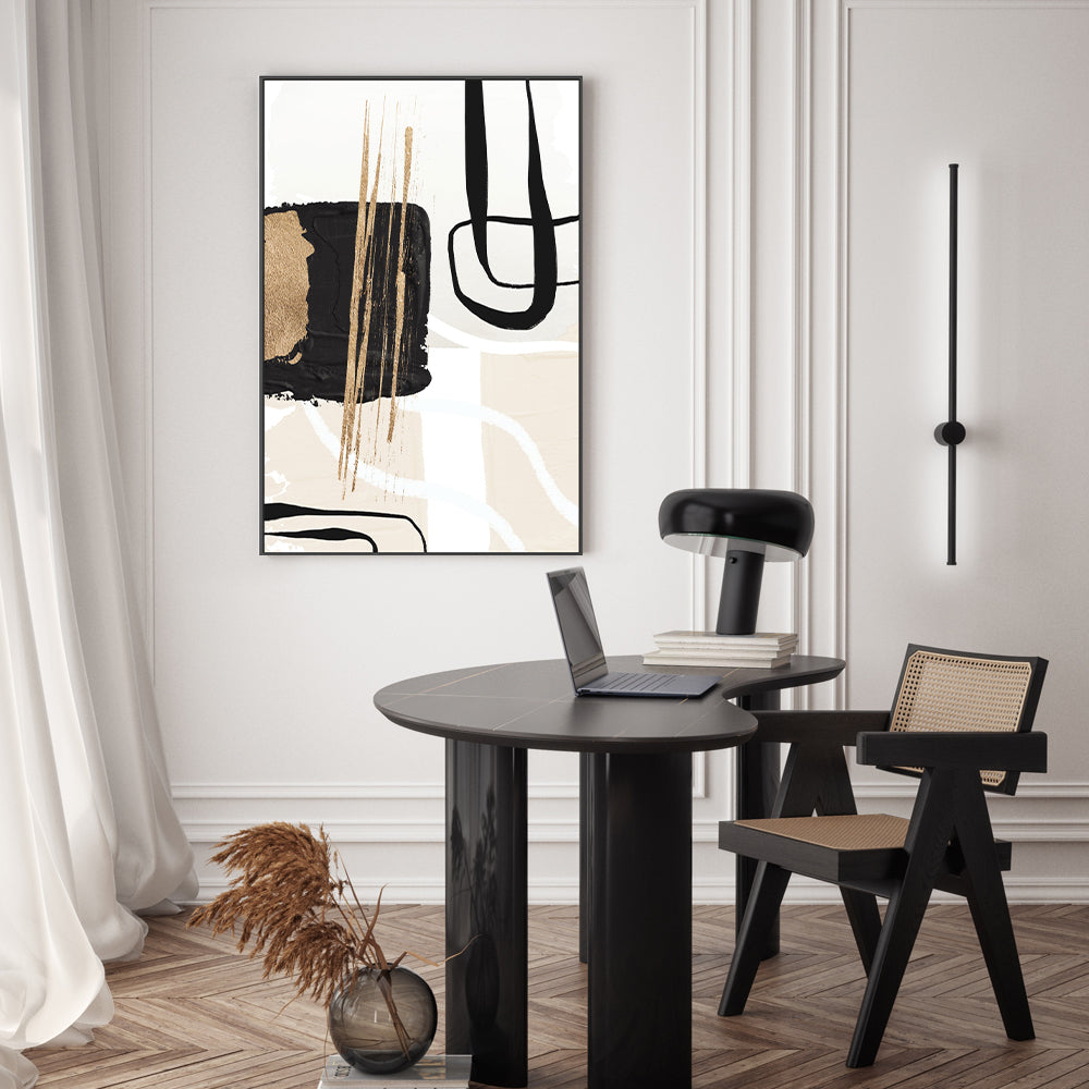 wall-art-print-canvas-poster-framed-Abstract Black And Gold, Style A , By Sally Ann Moss-GIOIA-WALL-ART