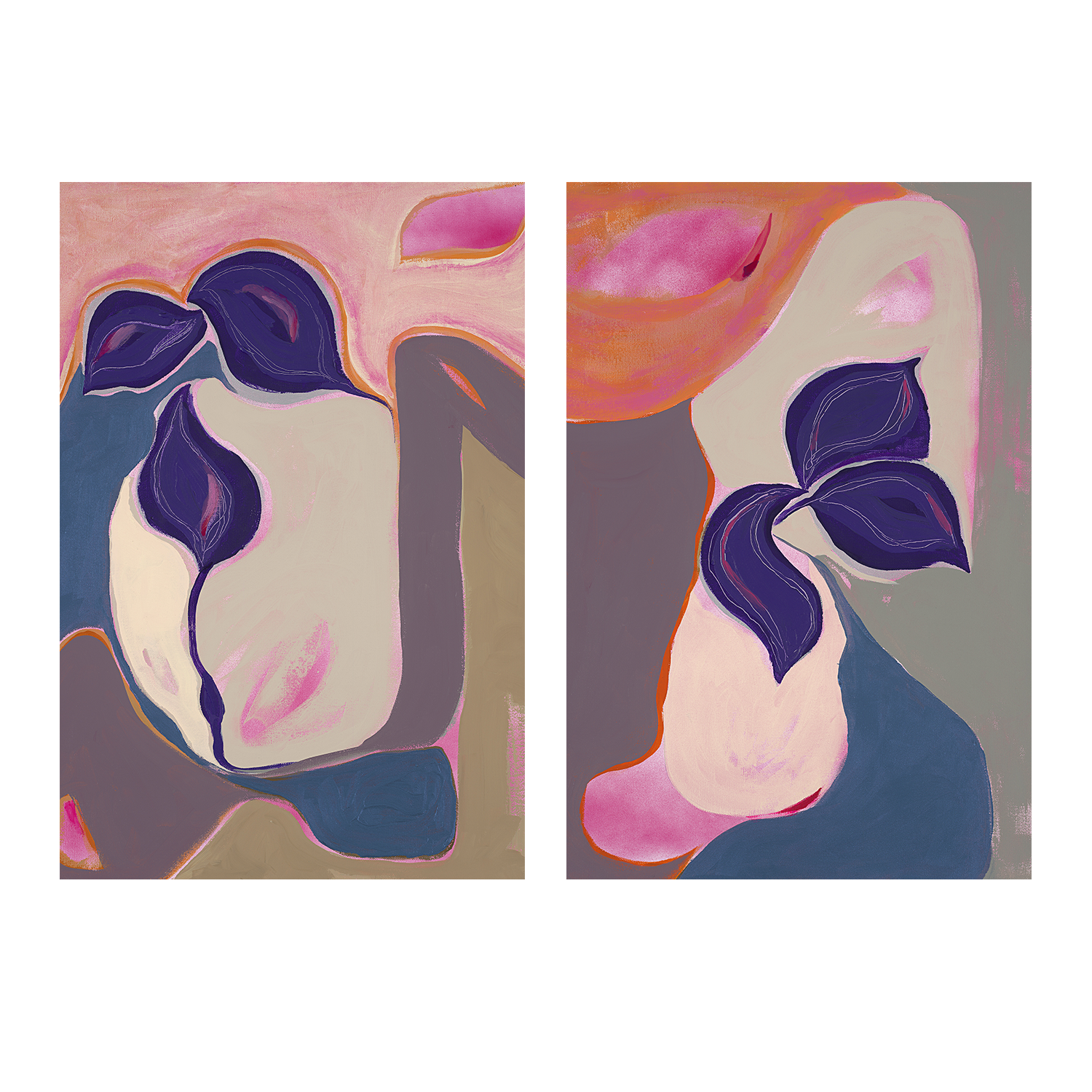 wall-art-print-canvas-poster-framed-Abstract Bloom, Style A & B, Set Of 2 , By Lynda Skye-1