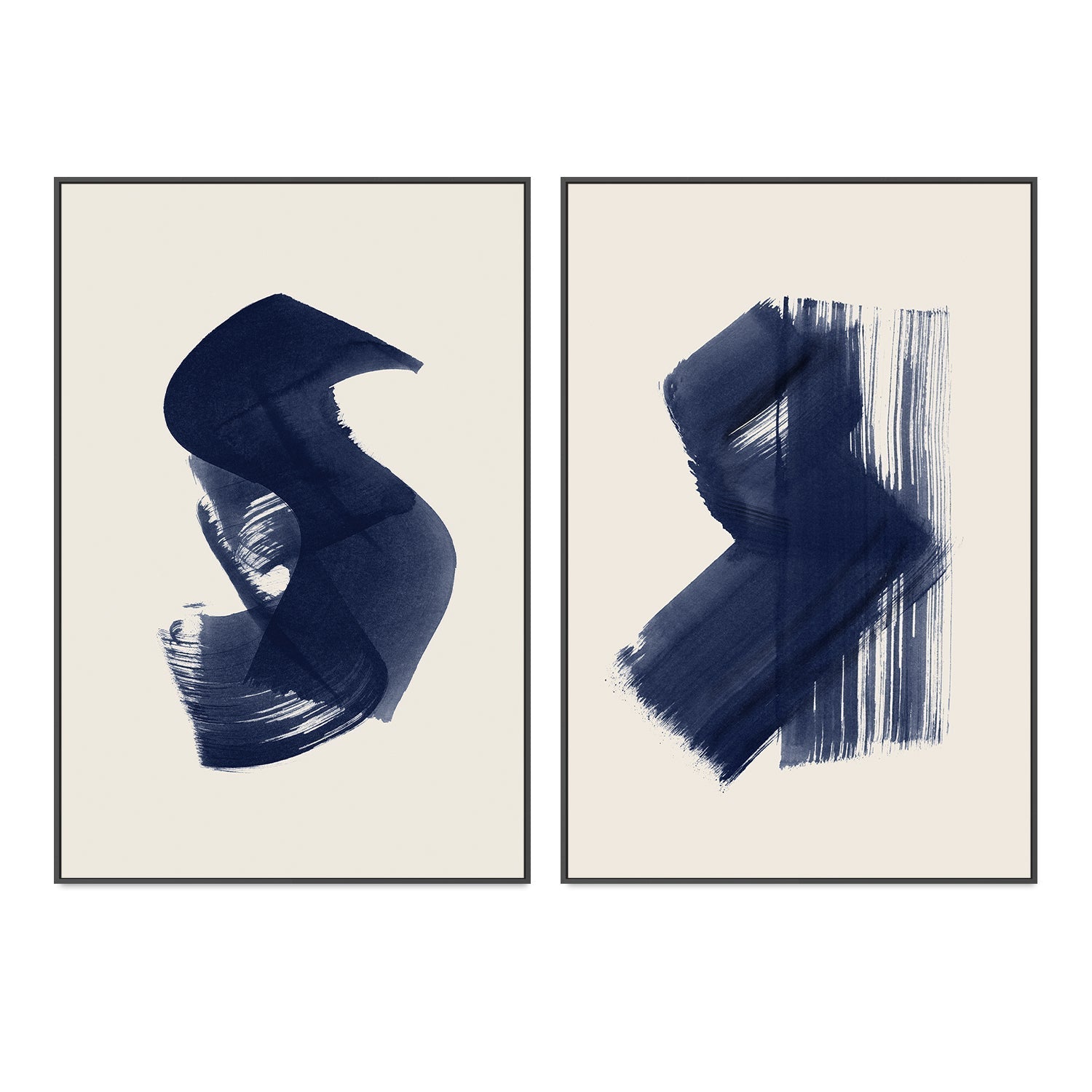 wall-art-print-canvas-poster-framed-Abstract, Dark Navy, Set of 2-by-Danushka Abeygoda-Gioia Wall Art