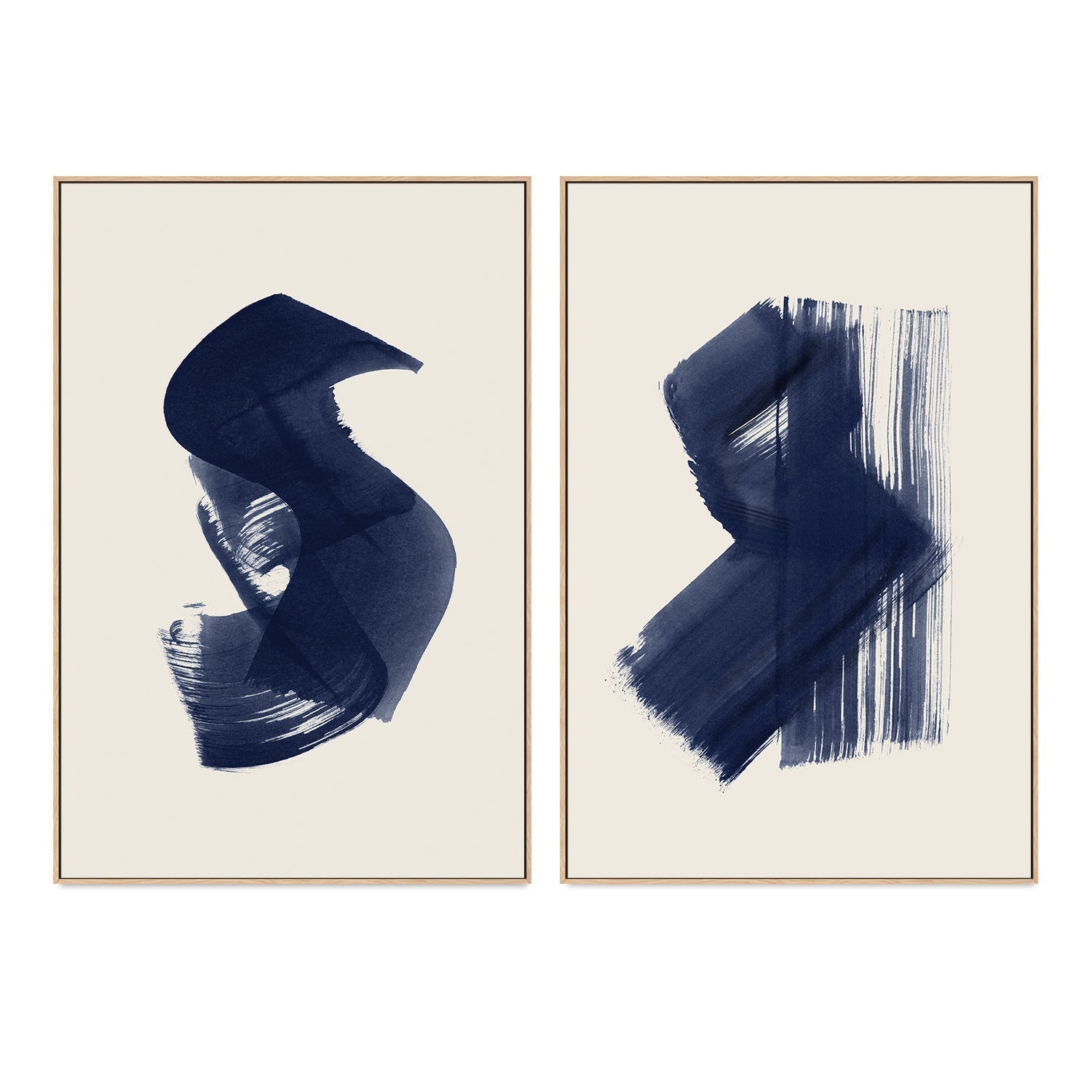 wall-art-print-canvas-poster-framed-Abstract, Dark Navy, Set of 2-by-Danushka Abeygoda-Gioia Wall Art