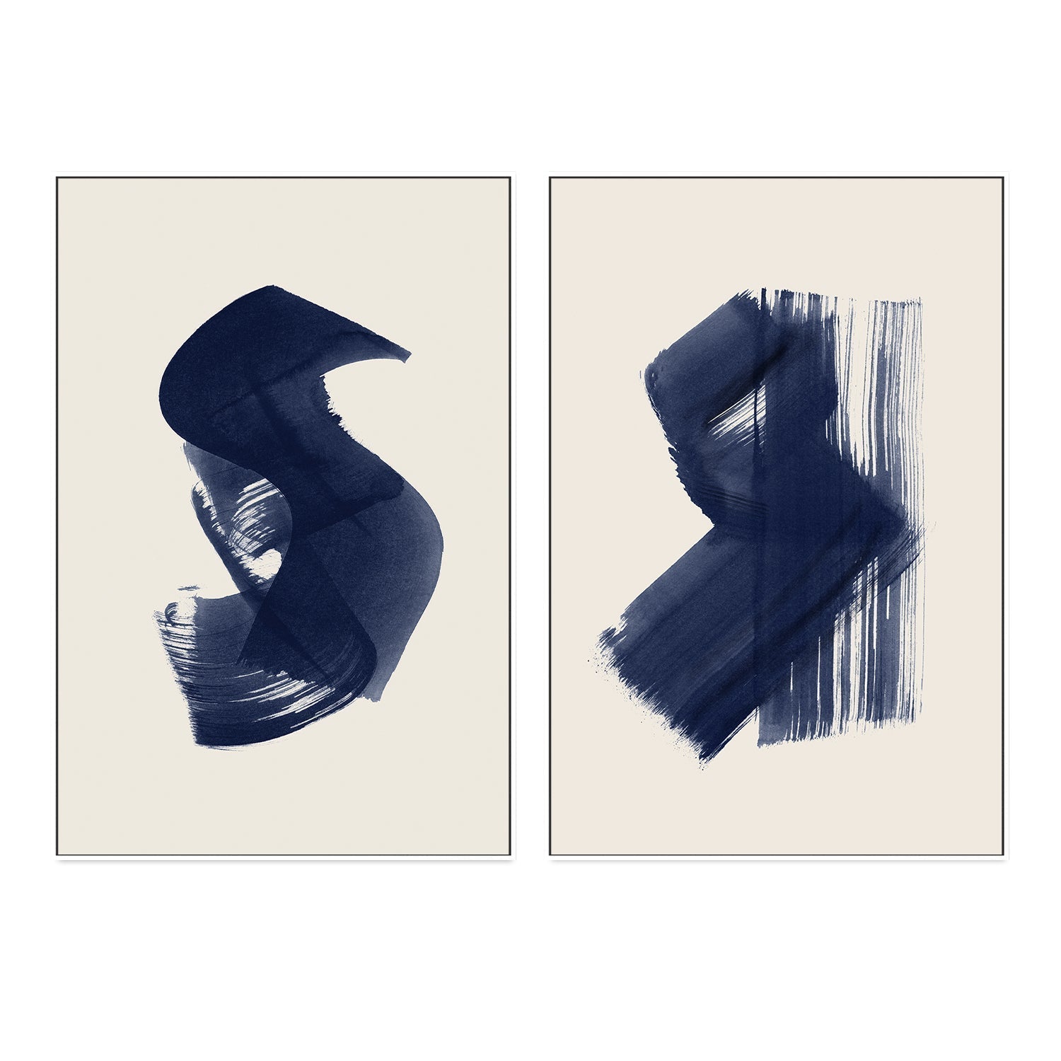wall-art-print-canvas-poster-framed-Abstract, Dark Navy, Set of 2-by-Danushka Abeygoda-Gioia Wall Art
