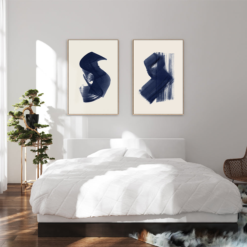 wall-art-print-canvas-poster-framed-Abstract, Dark Navy, Set of 2-by-Danushka Abeygoda-Gioia Wall Art