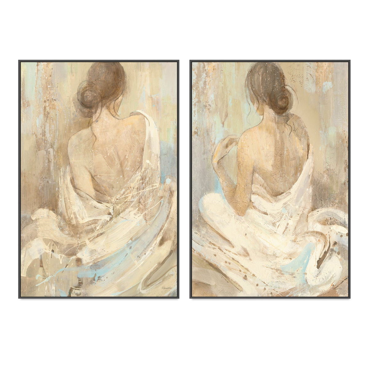 wall-art-print-canvas-poster-framed-Abstract Figure, Style A & B, Set Of 2 , By Albena Hristova-GIOIA-WALL-ART