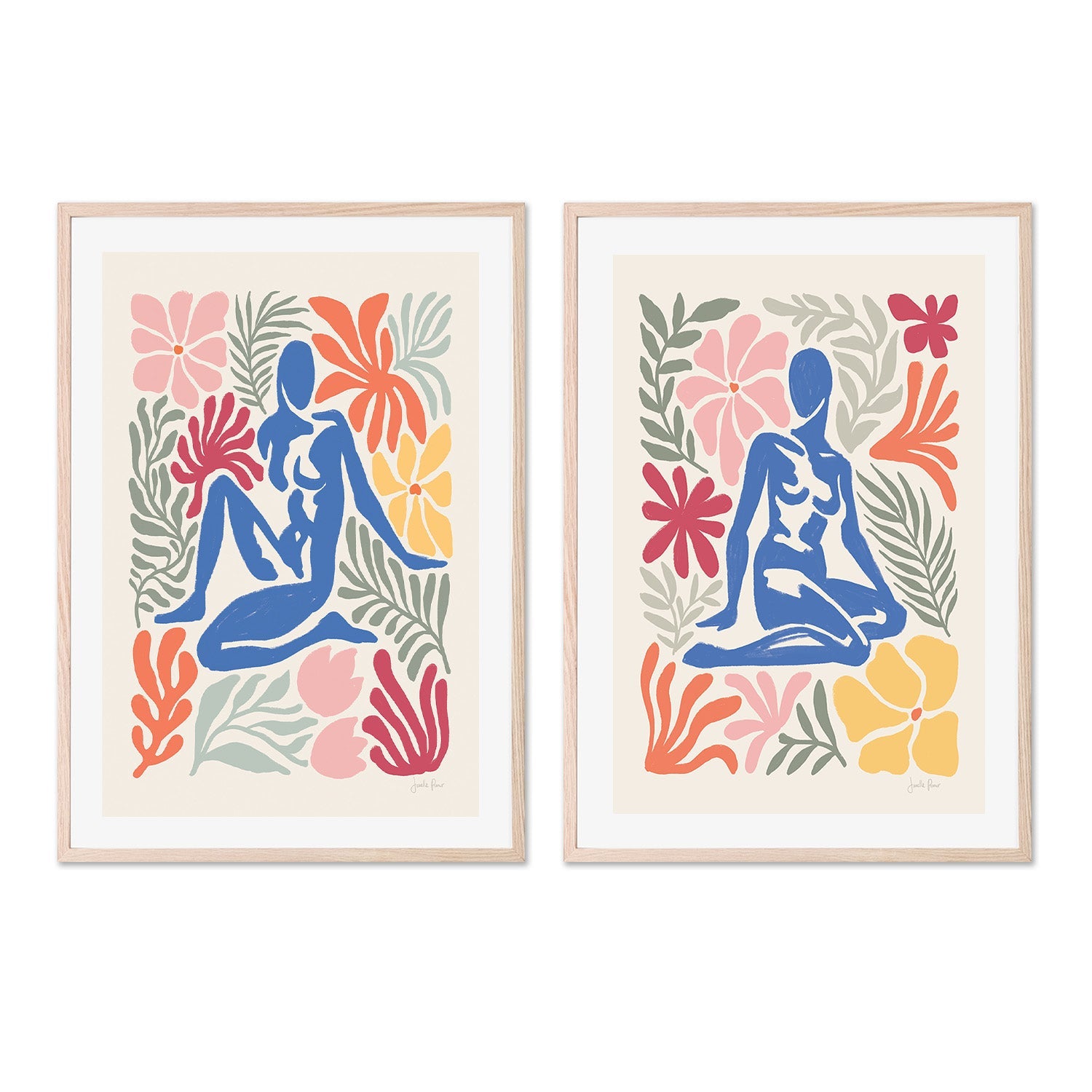 wall-art-print-canvas-poster-framed-Abstract Garden, Style A & B, Set Of 2-6
