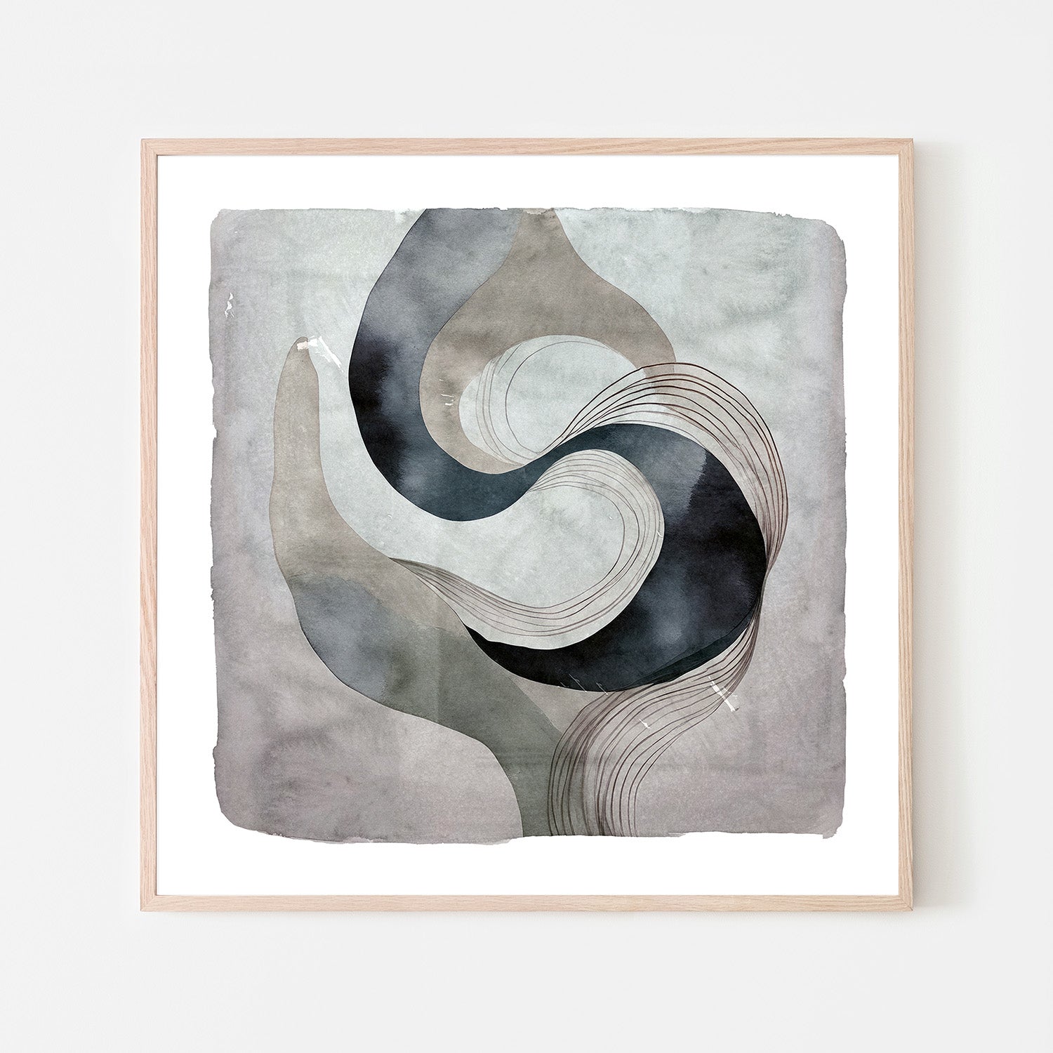 wall-art-print-canvas-poster-framed-Abstract Green On Neutral Background, Style A-6