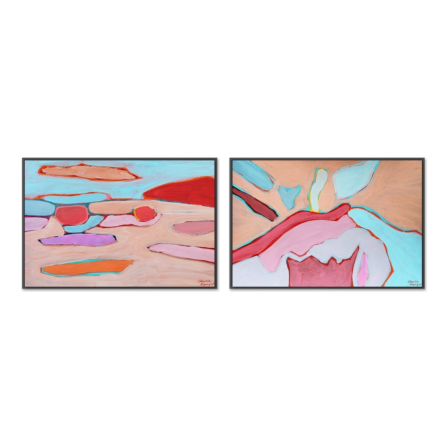 wall-art-print-canvas-poster-framed-Abstract Land, Set of 2-by-Moments By Charlie-Gioia Wall Art
