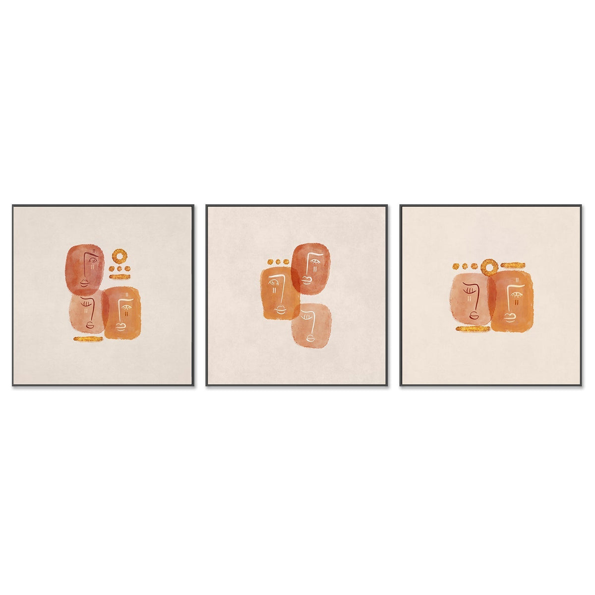 wall-art-print-canvas-poster-framed-Abstract Lovers, Set Of 3 , By Emel Tunaboylu-GIOIA-WALL-ART