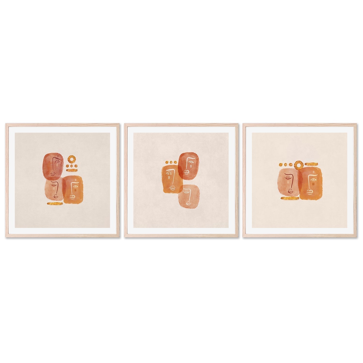 wall-art-print-canvas-poster-framed-Abstract Lovers, Set Of 3 , By Emel Tunaboylu-GIOIA-WALL-ART