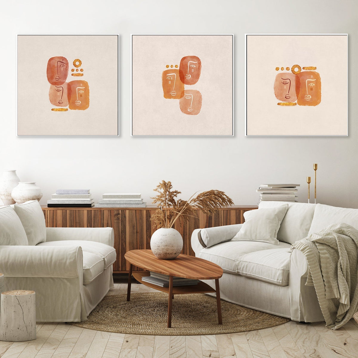wall-art-print-canvas-poster-framed-Abstract Lovers, Set Of 3 , By Emel Tunaboylu-GIOIA-WALL-ART
