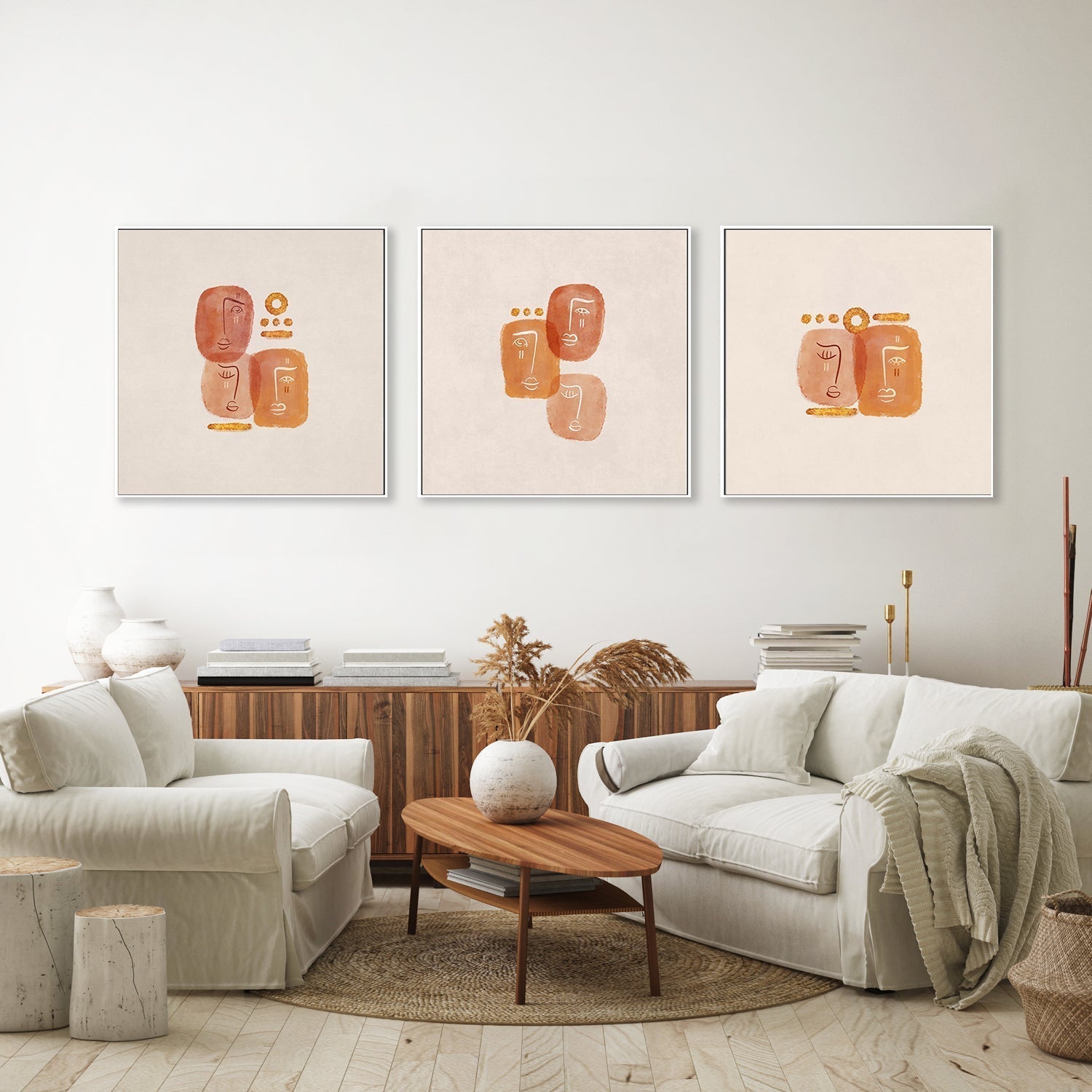 wall-art-print-canvas-poster-framed-Abstract Lovers, Set Of 3 , By Emel Tunaboylu-GIOIA-WALL-ART