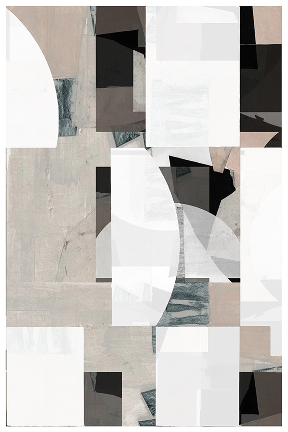 wall-art-print-canvas-poster-framed-Abstract Mocha Black White Composition, Style A-1