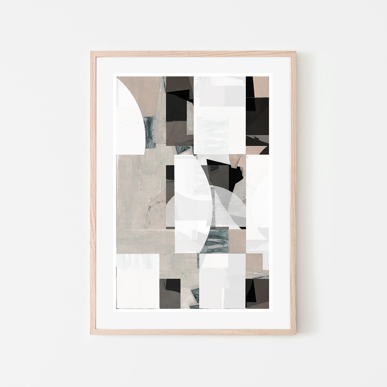 wall-art-print-canvas-poster-framed-Abstract Mocha Black White Composition, Style A-6