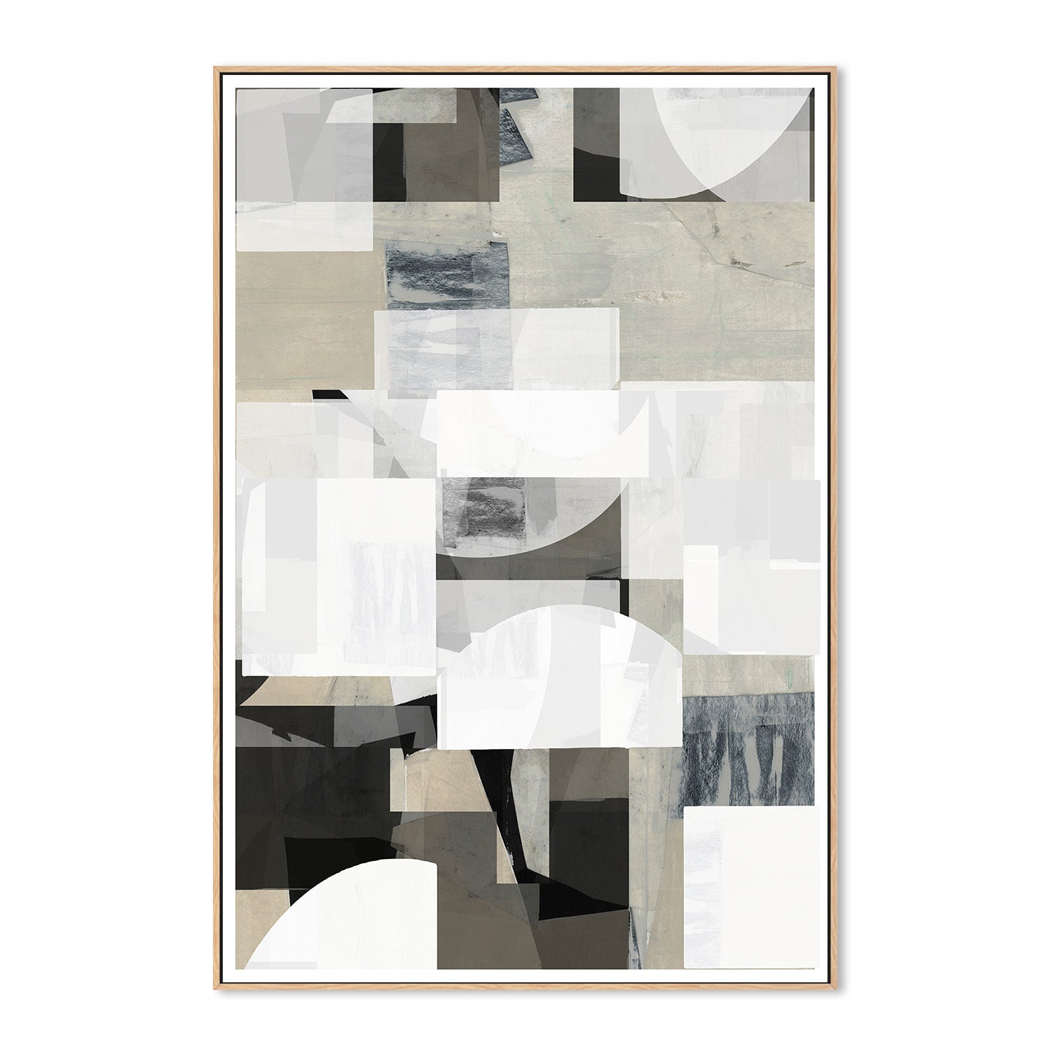 wall-art-print-canvas-poster-framed-Abstract Mocha Black White Composition, Style B-4