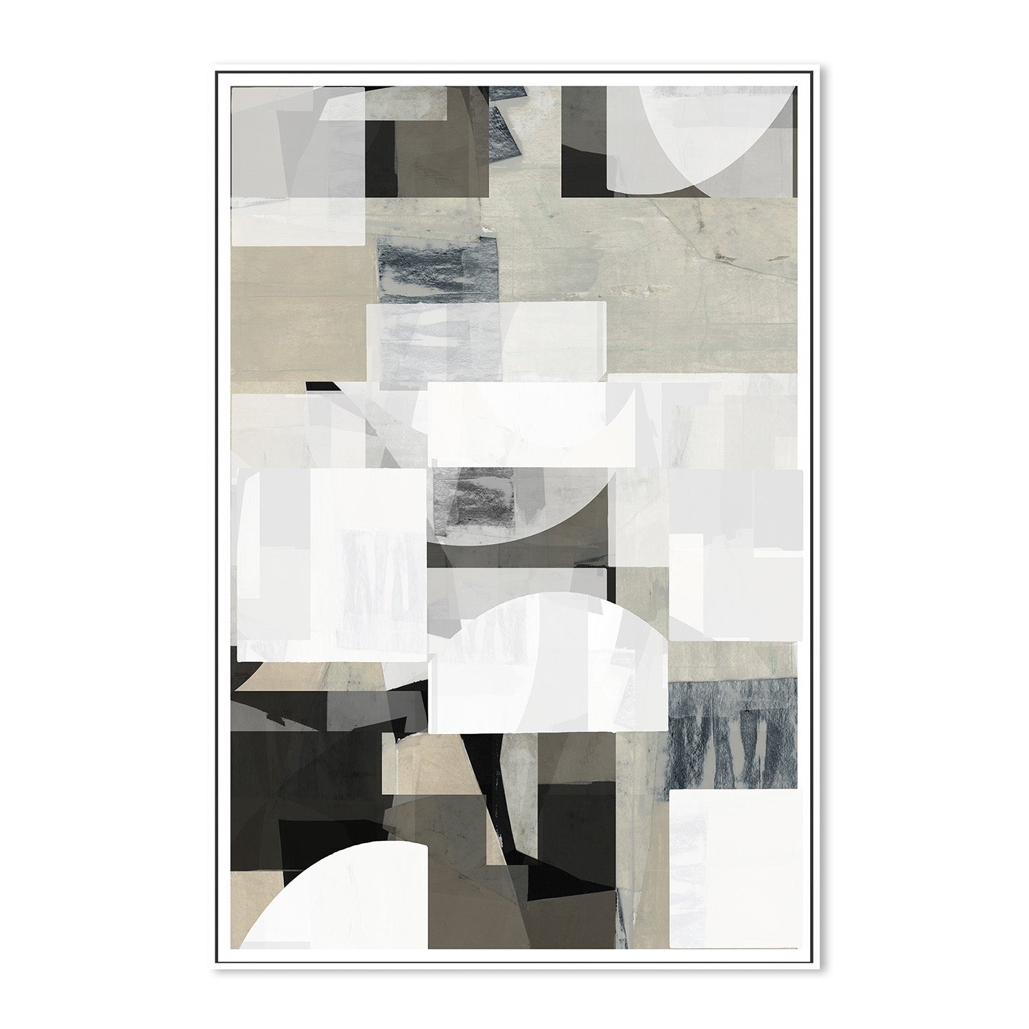 wall-art-print-canvas-poster-framed-Abstract Mocha Black White Composition, Style B-5