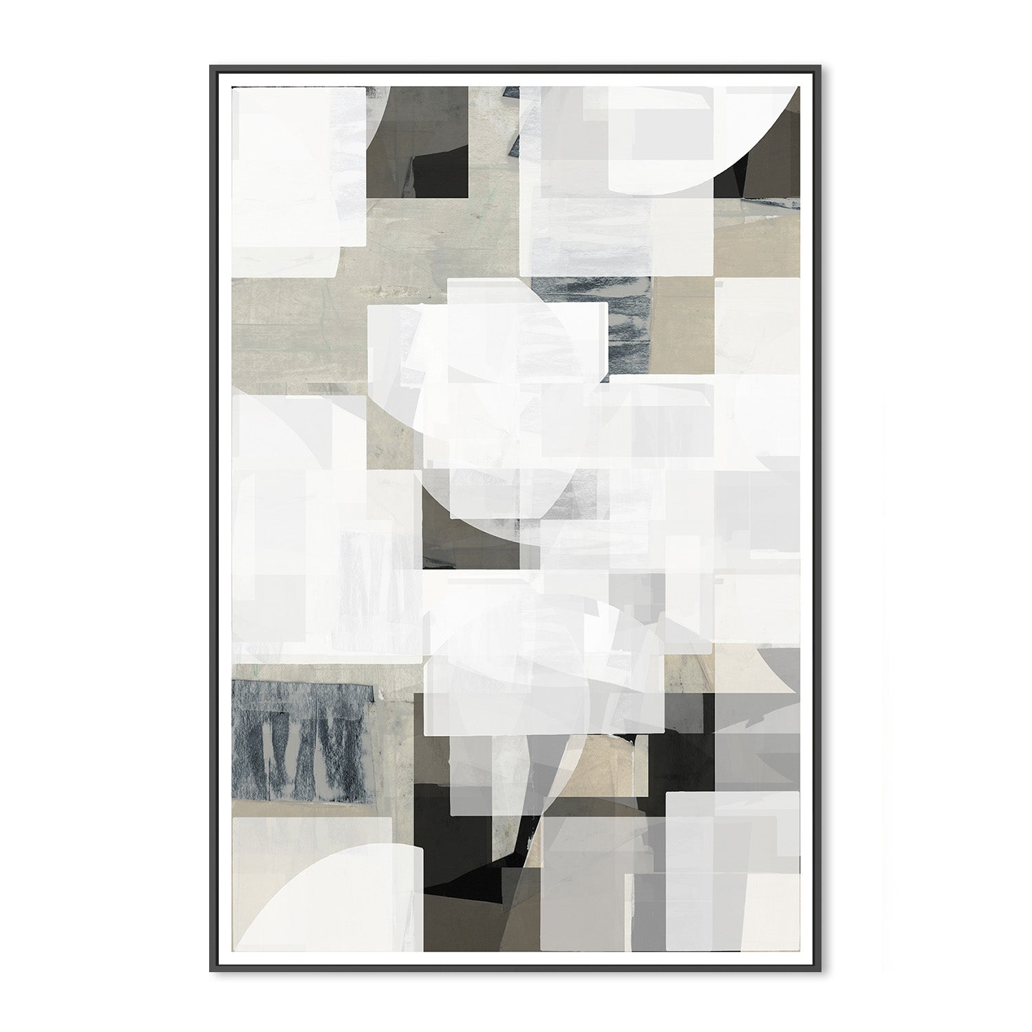 wall-art-print-canvas-poster-framed-Abstract Mocha Black White Composition, Style C-3