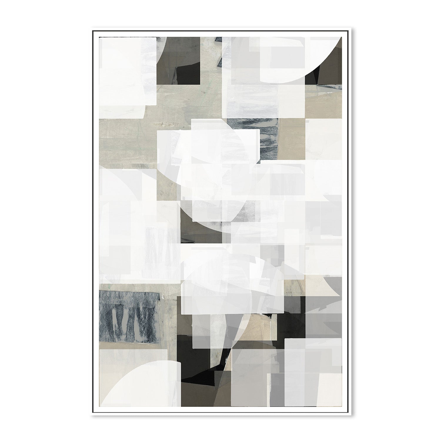 wall-art-print-canvas-poster-framed-Abstract Mocha Black White Composition, Style C-5