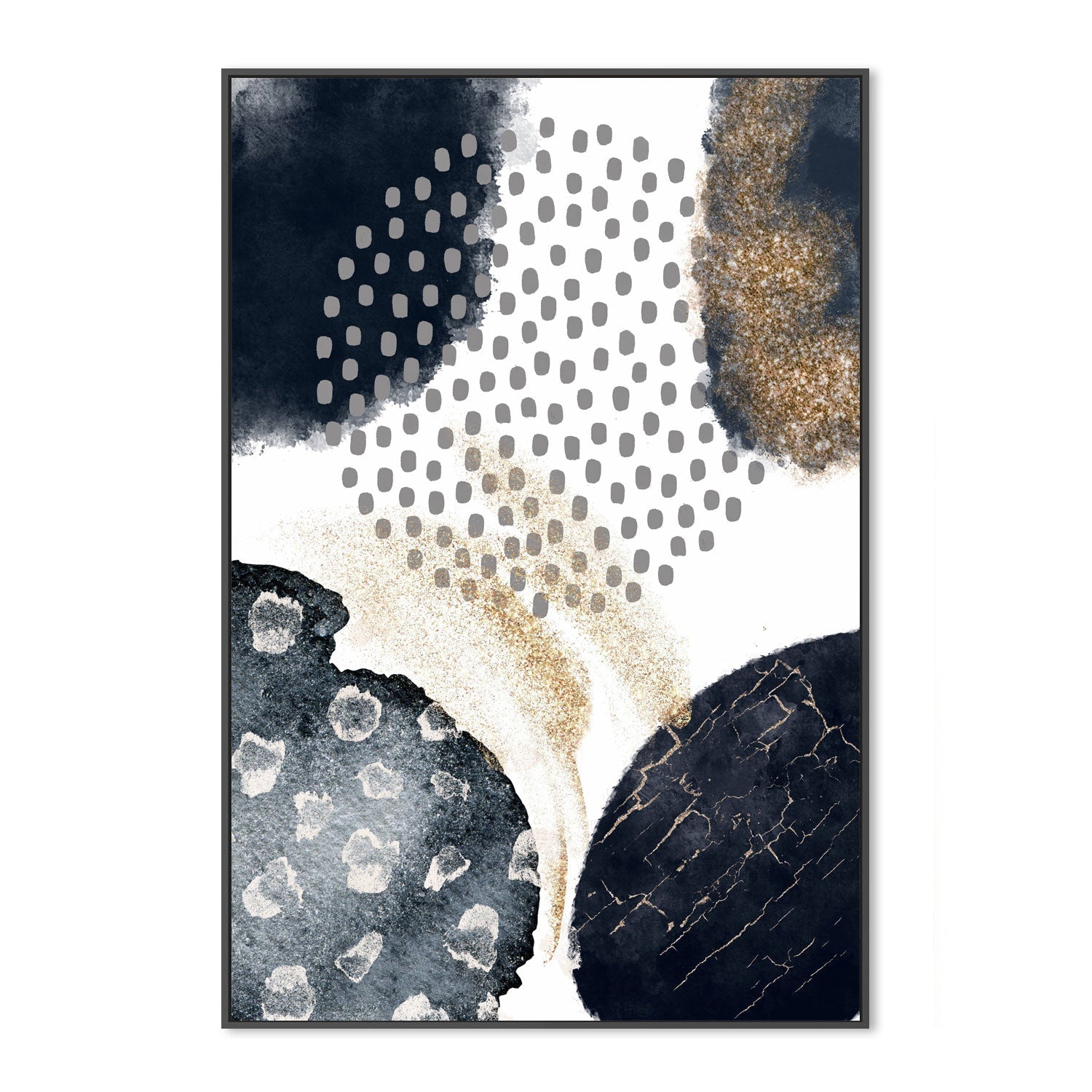 wall-art-print-canvas-poster-framed-Abstract Navy And Gold, Style A , By Sally Ann Moss-GIOIA-WALL-ART