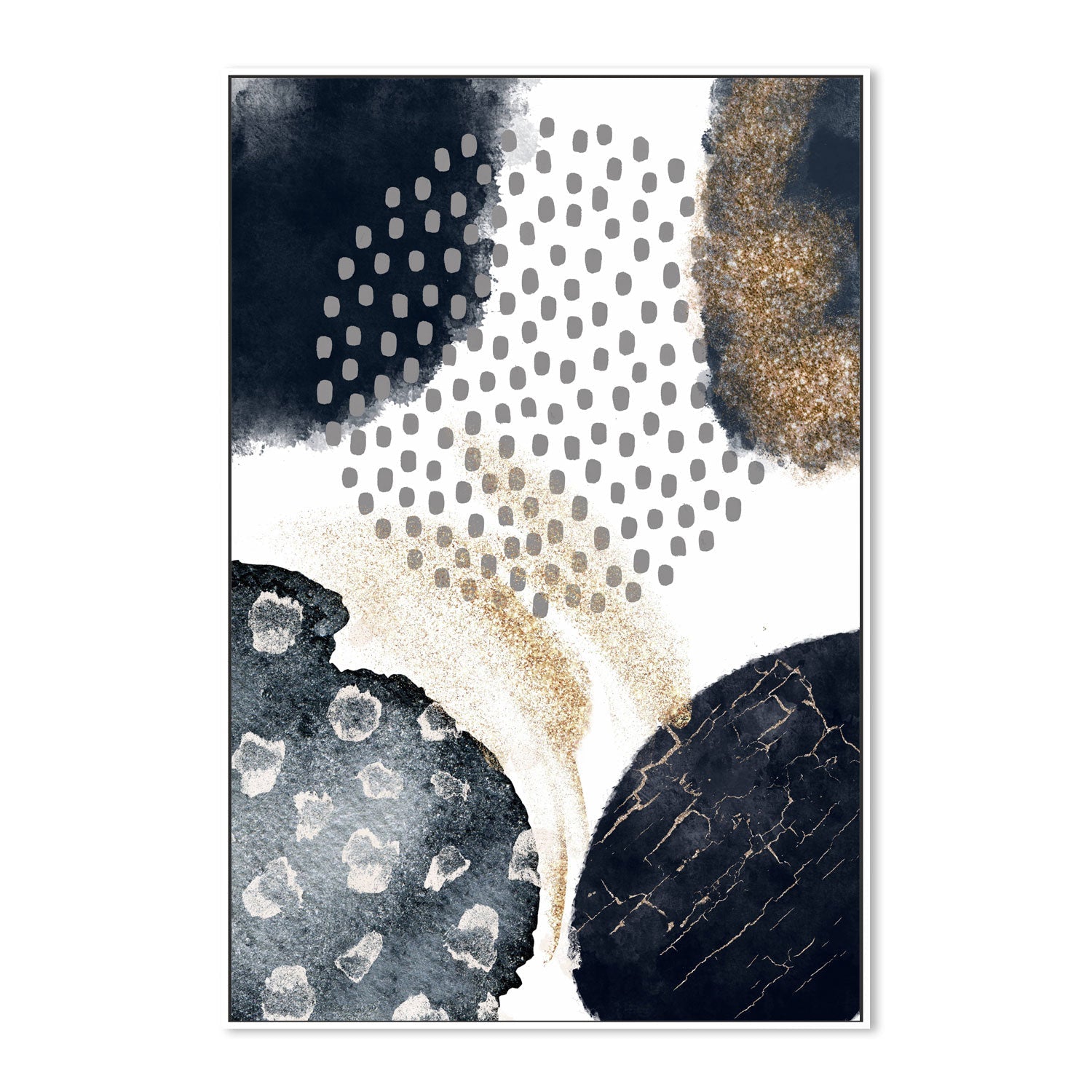 wall-art-print-canvas-poster-framed-Abstract Navy And Gold, Style A , By Sally Ann Moss-GIOIA-WALL-ART