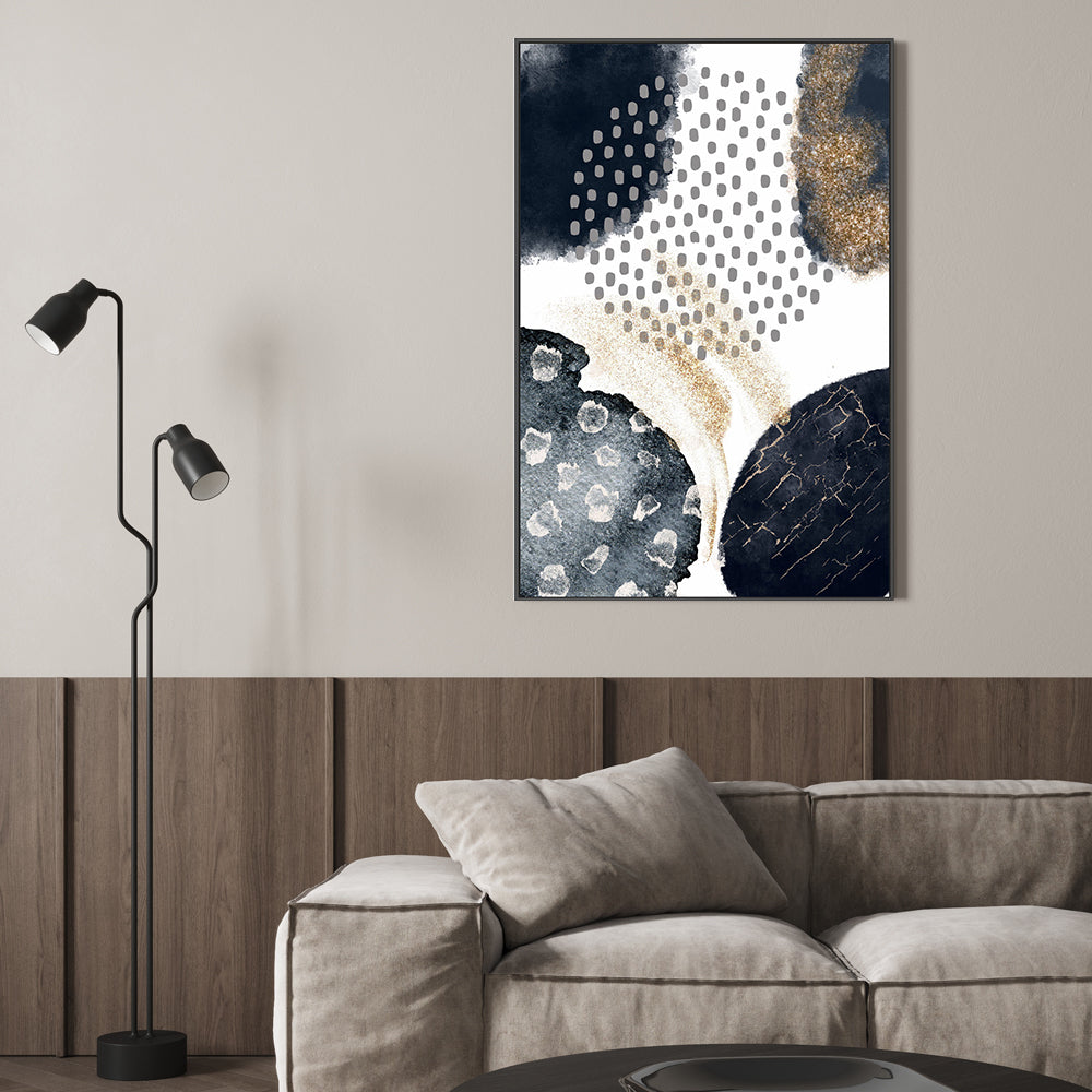 wall-art-print-canvas-poster-framed-Abstract Navy And Gold, Style A , By Sally Ann Moss-GIOIA-WALL-ART