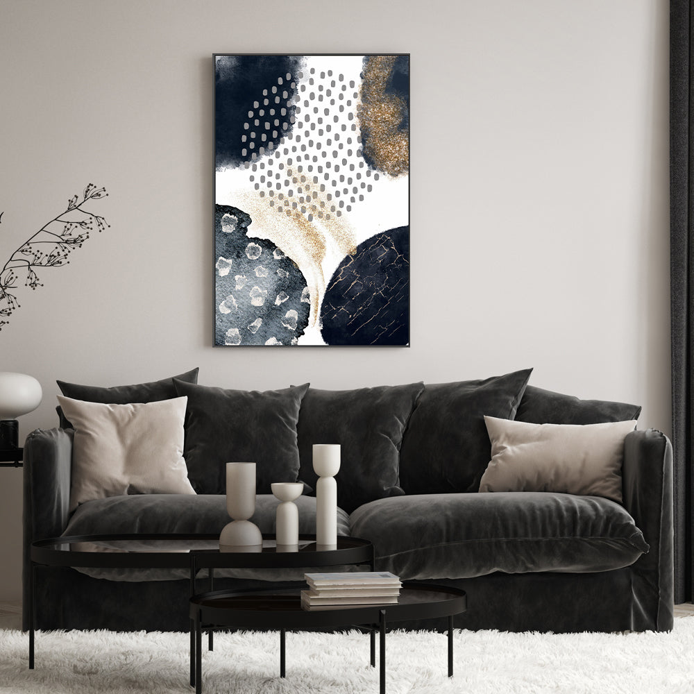wall-art-print-canvas-poster-framed-Abstract Navy And Gold, Style A , By Sally Ann Moss-GIOIA-WALL-ART