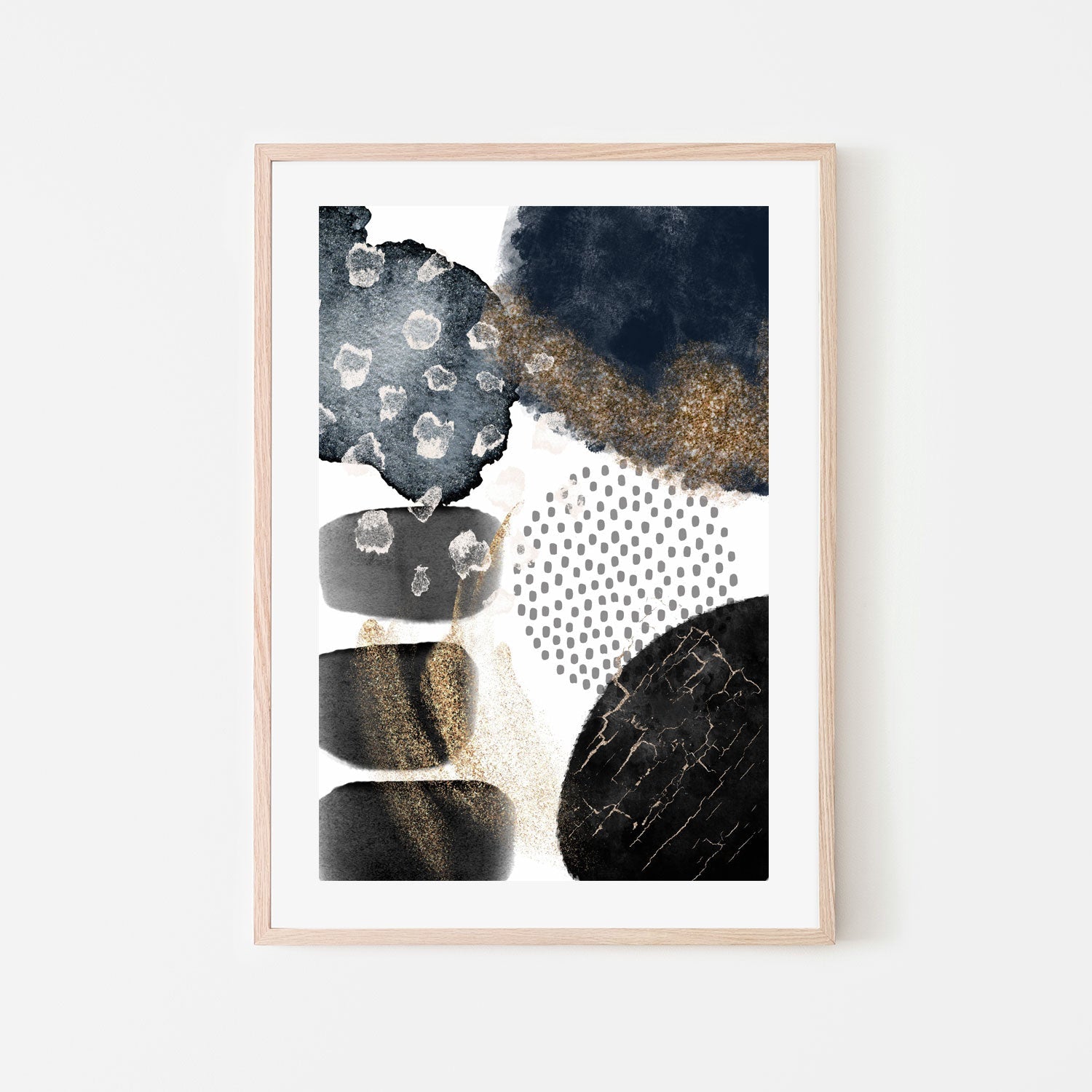 wall-art-print-canvas-poster-framed-Abstract Navy And Gold, Style B , By Sally Ann Moss-GIOIA-WALL-ART