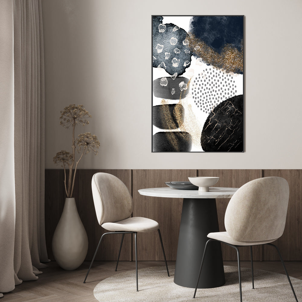 wall-art-print-canvas-poster-framed-Abstract Navy And Gold, Style B , By Sally Ann Moss-GIOIA-WALL-ART