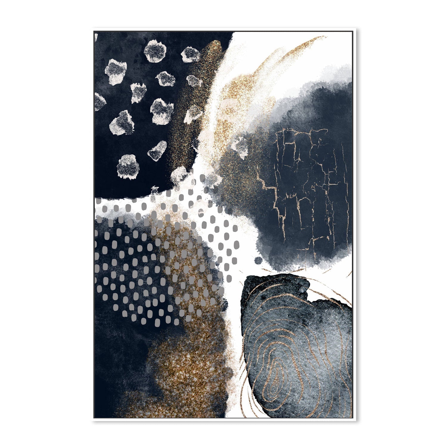 wall-art-print-canvas-poster-framed-Abstract Navy And Gold, Style C , By Sally Ann Moss-GIOIA-WALL-ART