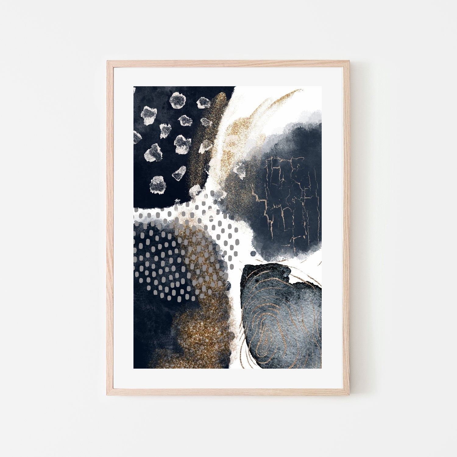 wall-art-print-canvas-poster-framed-Abstract Navy And Gold, Style C , By Sally Ann Moss-GIOIA-WALL-ART
