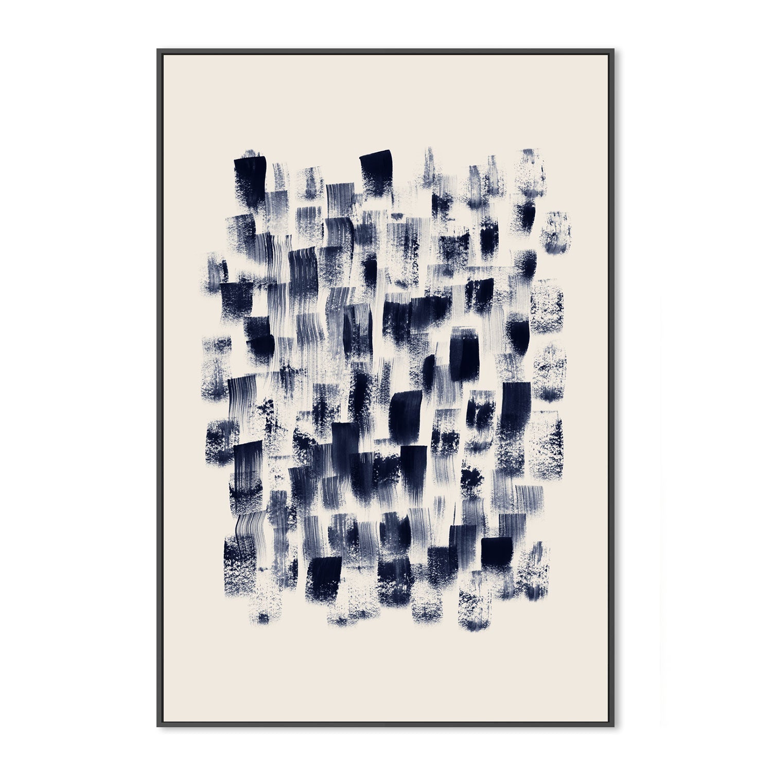 wall-art-print-canvas-poster-framed-Abstract, Navy Rain on cream-by-Danushka Abeygoda-Gioia Wall Art