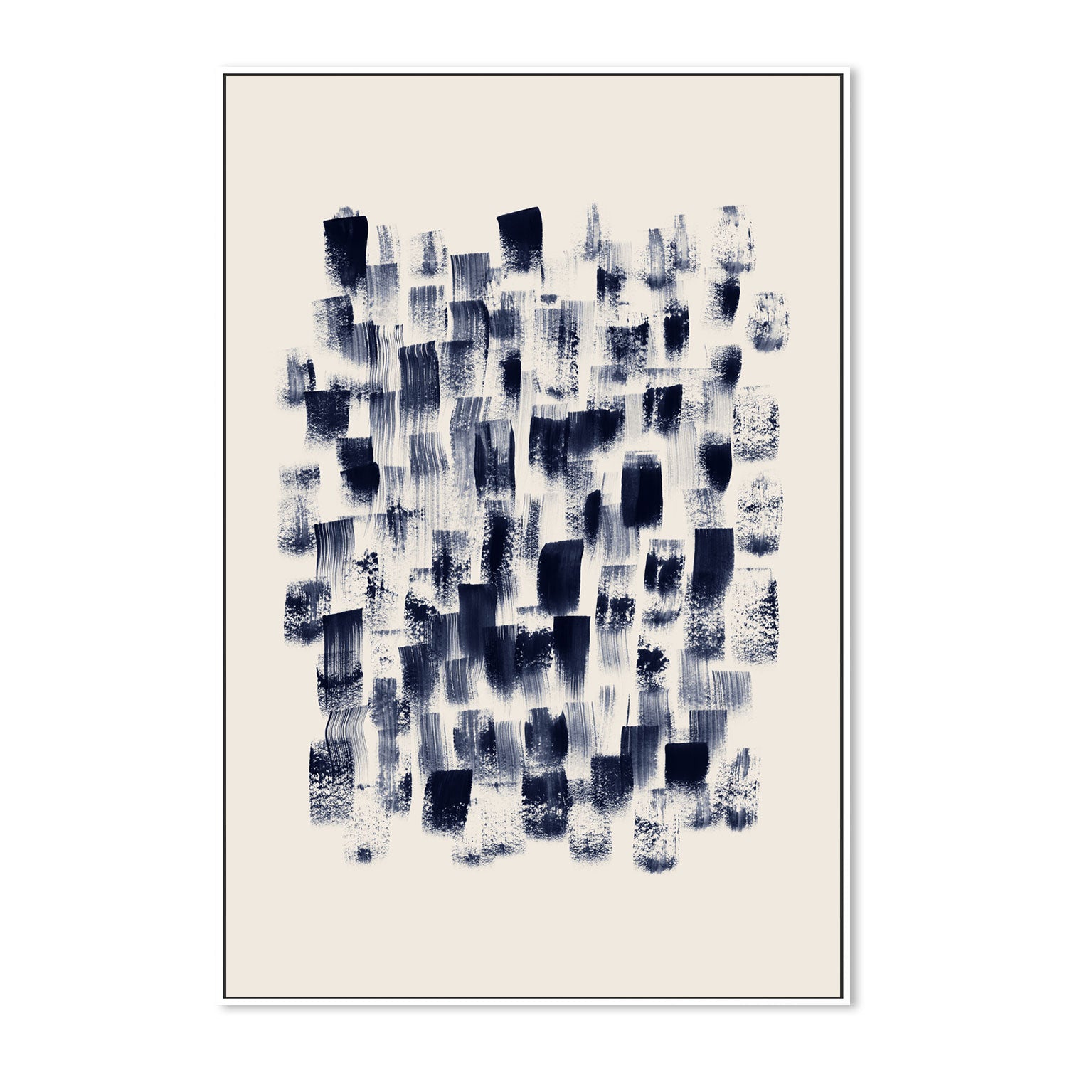 wall-art-print-canvas-poster-framed-Abstract, Navy Rain on cream-by-Danushka Abeygoda-Gioia Wall Art