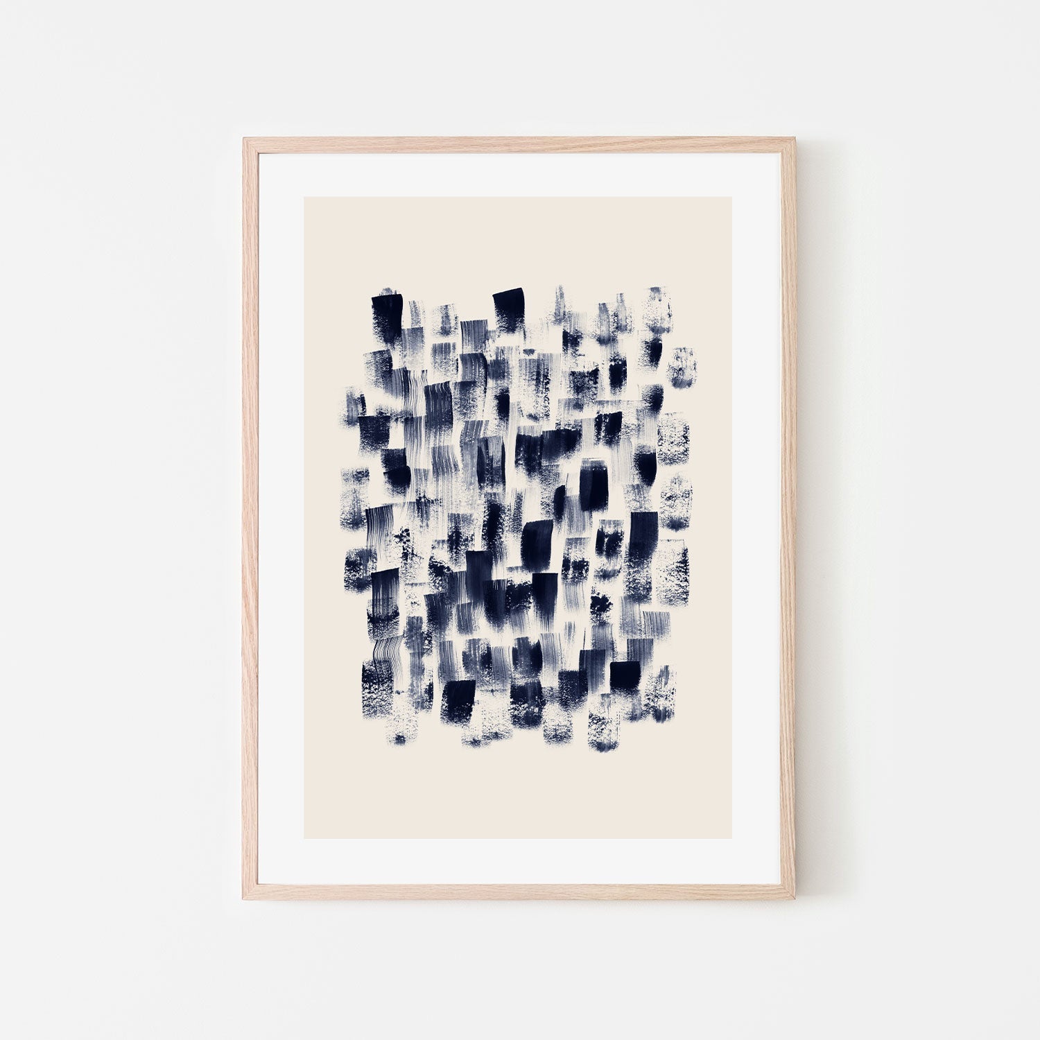 wall-art-print-canvas-poster-framed-Abstract, Navy Rain on cream-by-Danushka Abeygoda-Gioia Wall Art