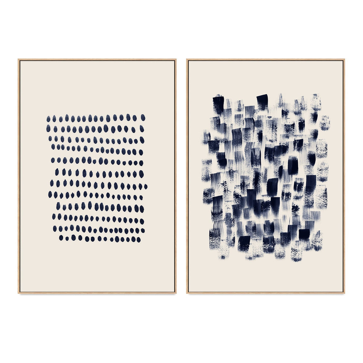 wall-art-print-canvas-poster-framed-Abstract, Navy Rain Rhythm, Set of 2-by-Danushka Abeygoda-Gioia Wall Art