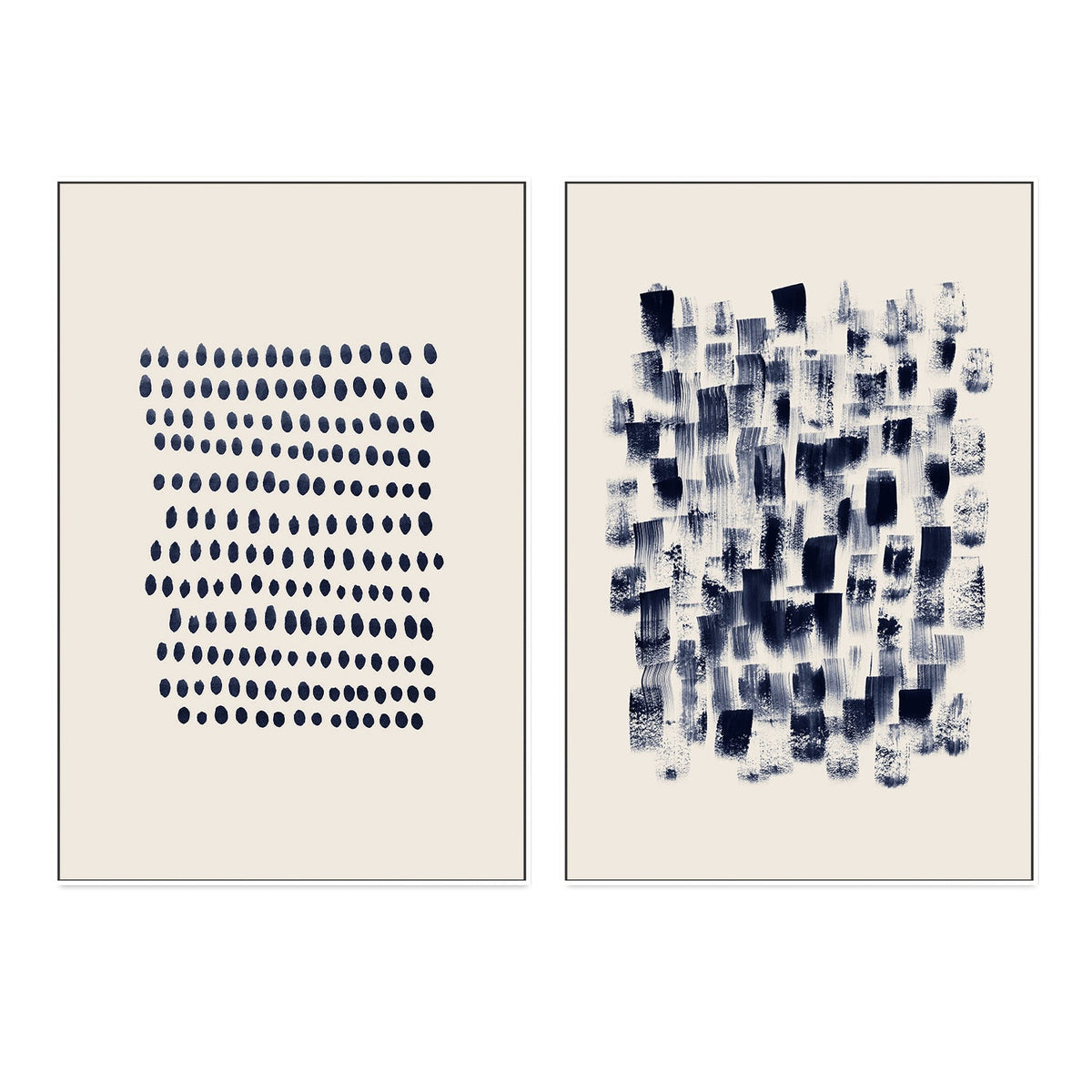 wall-art-print-canvas-poster-framed-Abstract, Navy Rain Rhythm, Set of 2-by-Danushka Abeygoda-Gioia Wall Art