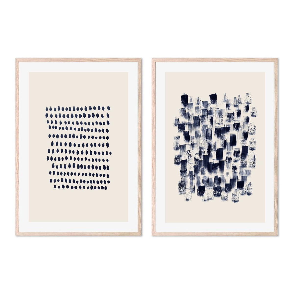 wall-art-print-canvas-poster-framed-Abstract, Navy Rain Rhythm, Set of 2-by-Danushka Abeygoda-Gioia Wall Art