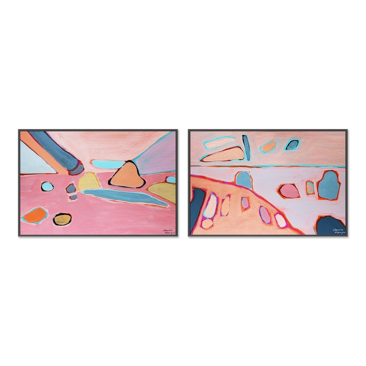 wall-art-print-canvas-poster-framed-Abstract Open Land, Set of 2-by-Moments By Charlie-Gioia Wall Art