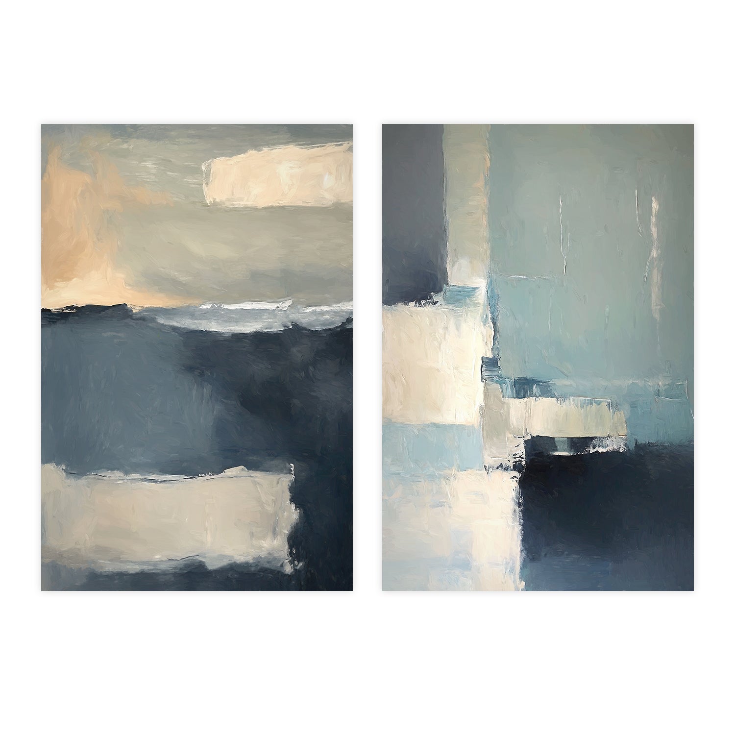wall-art-print-canvas-poster-framed-Abstract Tree Scape , Style D & E , Set Of 2 , By Accent Art Studio-1